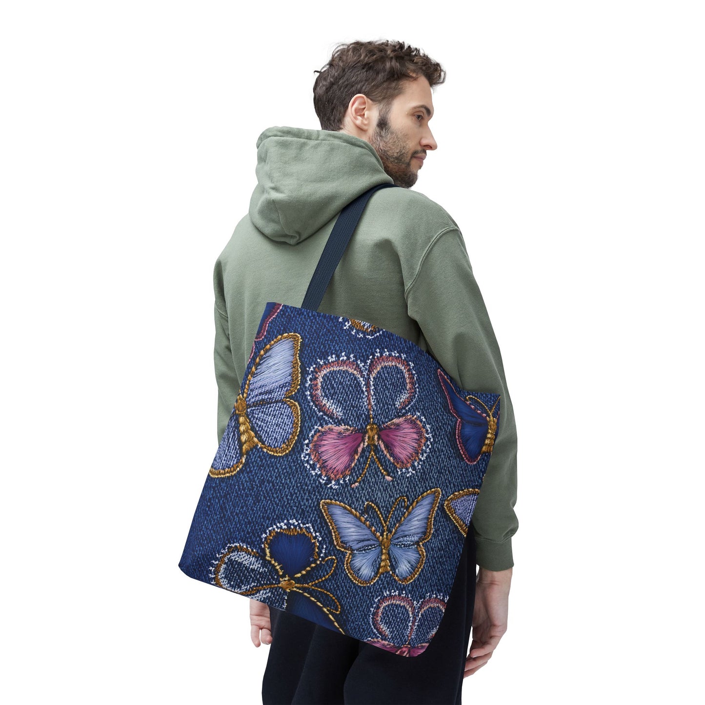 Denim Fabric Imitation Print Unisex Canvas Bag Poly Spun 3 Sizes Tote Bag 179