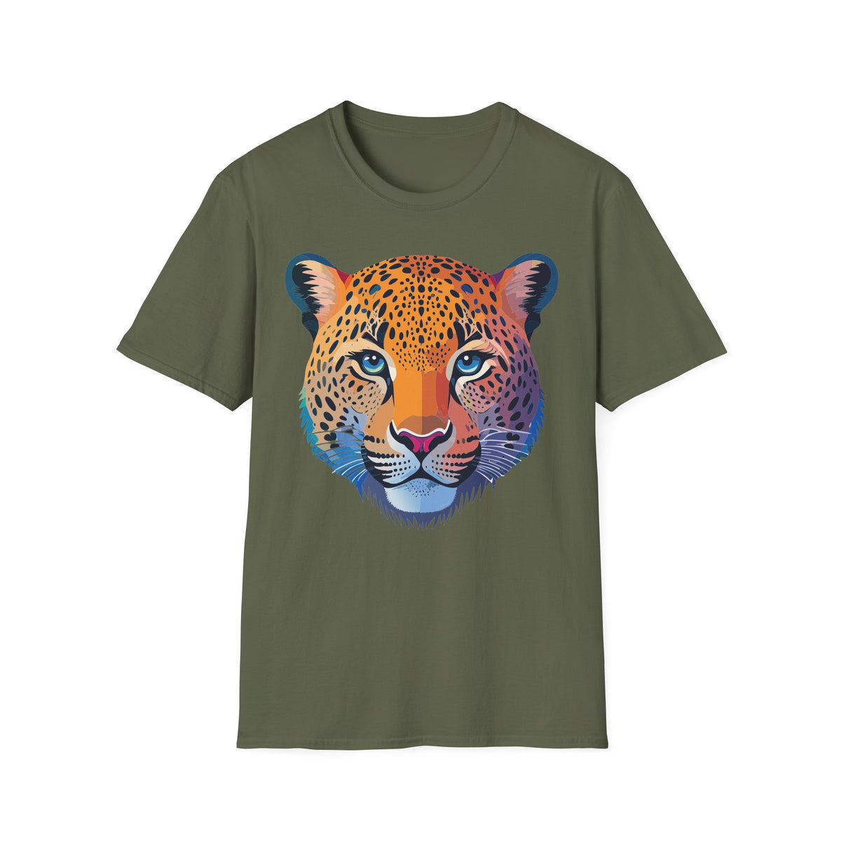 Colorful Leopard Face T-Shirt | Vibrant Wildlife Animal Tee