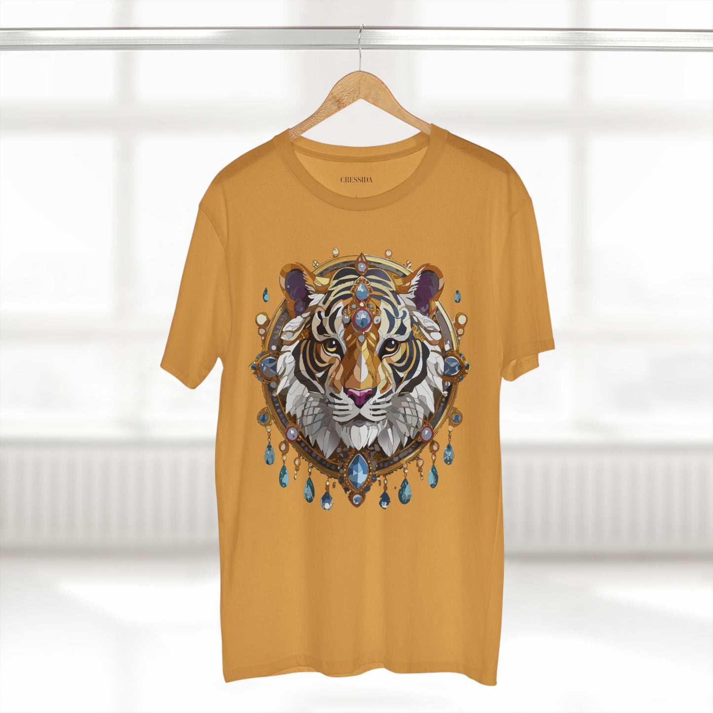 Tiger Graphic Unisex 100 Cotton Tee With Unique Animal Golden Medallion Art Design 55