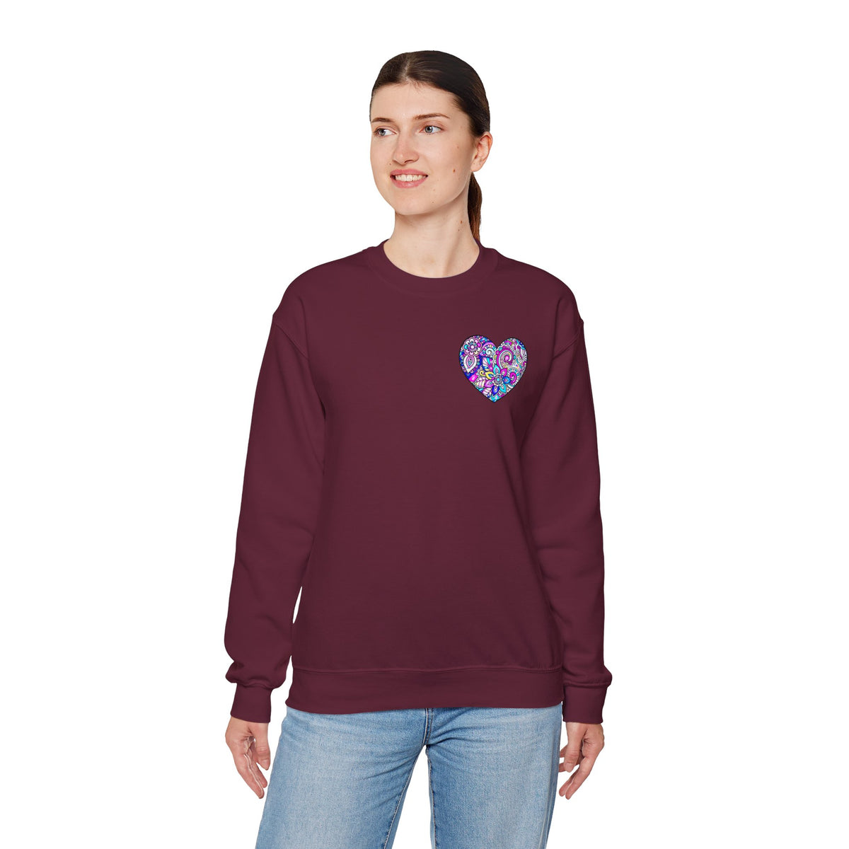 Small Heart Sweatshirt, Floral Heart Sweatshirt, Floral Love Sweatshirt, Valentine's Day Sweatshirt, Heart Floral Sweatshirt 101