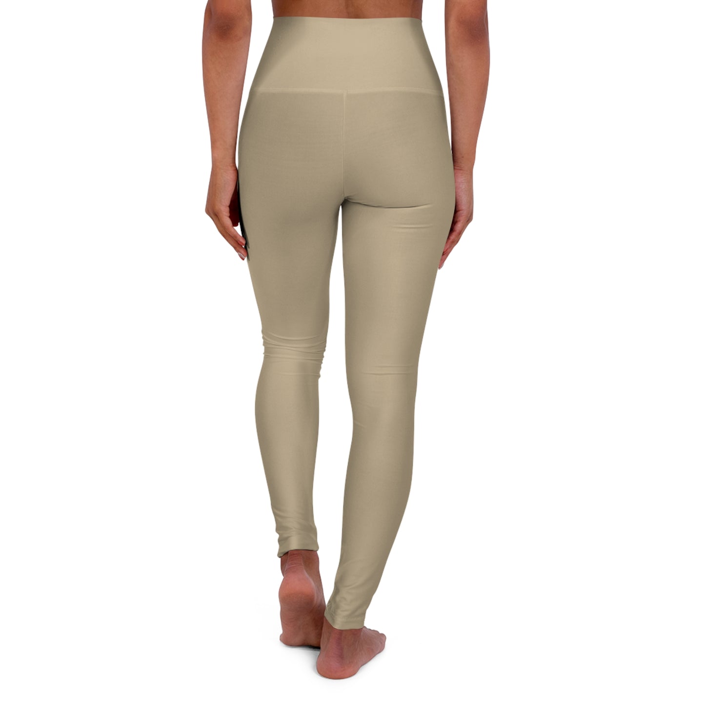 Khaki Beige Color High-Waist Yoga Leggings Women's Seamless Poly-Span Stretchy Pants XS-2XL