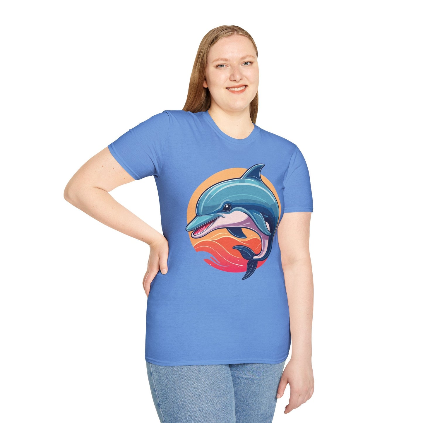 Unisex Dolphin Shirt Gildan Softstyle 64000 Tee 100 Percent Ring Spun Cotton Breathable Comfort