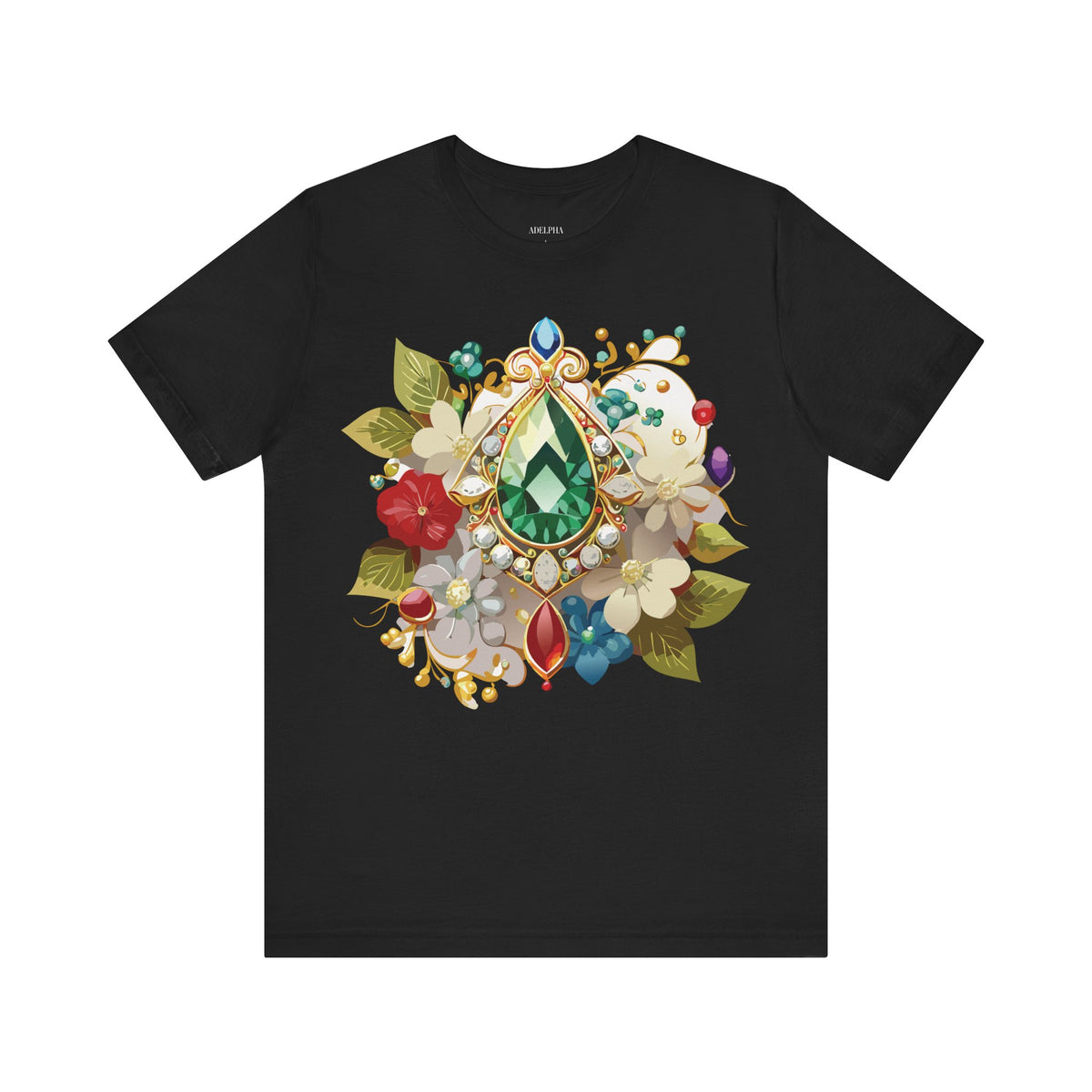 Jewelry Graphic Unisex Cotton Bella+Canvas Tee with Gemstones Art Design m45