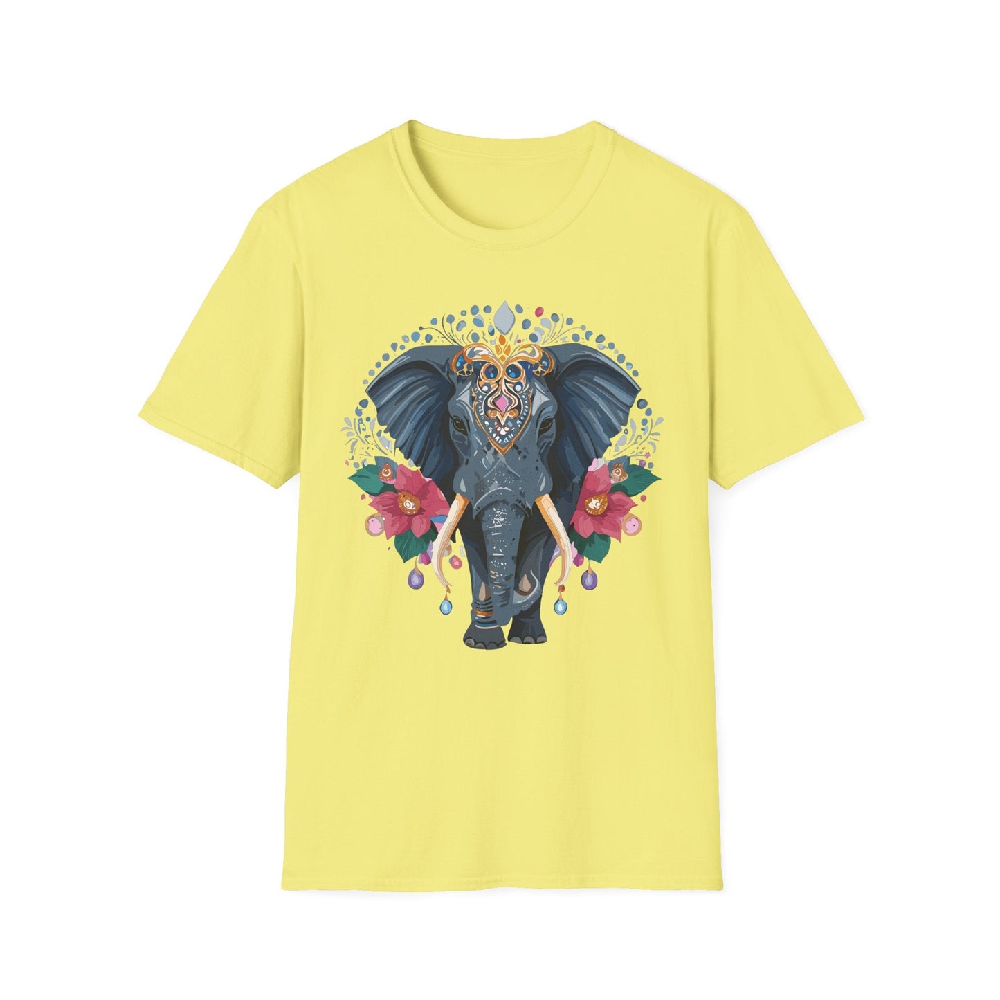 Elephant Graphic T Shirt Unisex Cotton Tee Softstyle Gildan 64000 Elephant Design