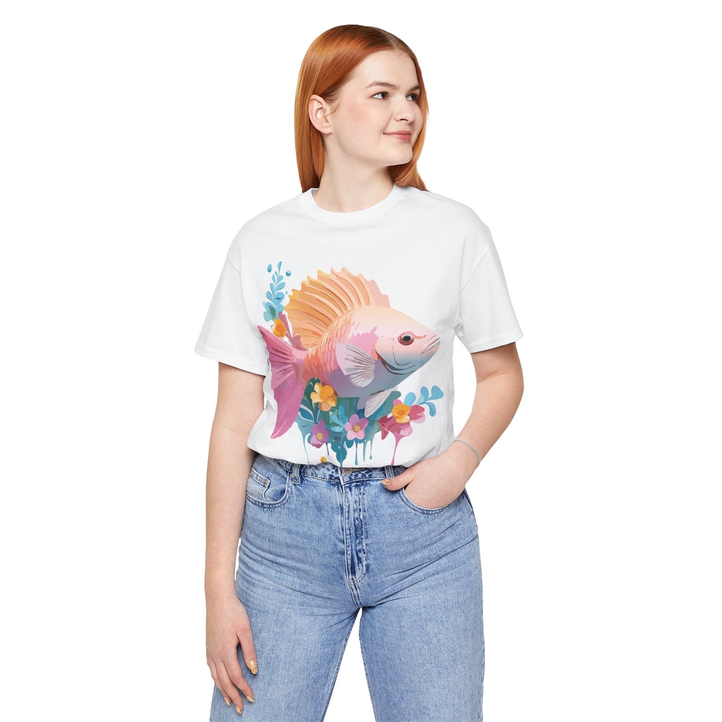 Adelpha Fish Shirt Unisex Graphic Tee With Vintage Inspired Artwork Short Sleeve