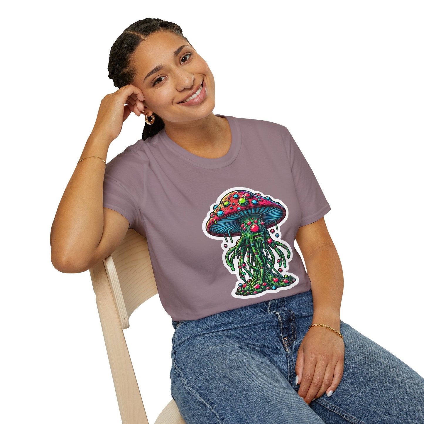 Funny Mashroom Graphic Unisex Softstyle Cotton With Cartoon Illustration Design 28