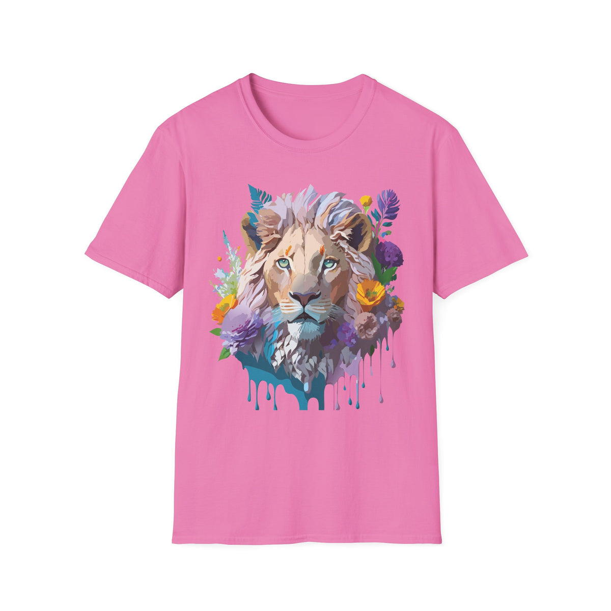 Watercolor Lion Face T-Shirt | Floral Safari Animal Tee