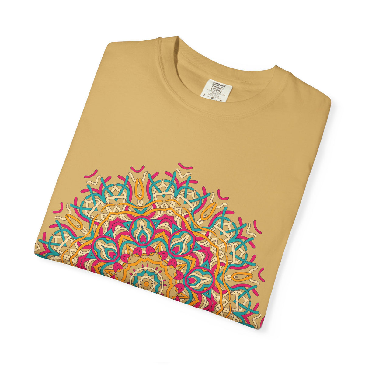 Unisex Garment Dyed Cotton T-Shirt with Mandala Graphic Design