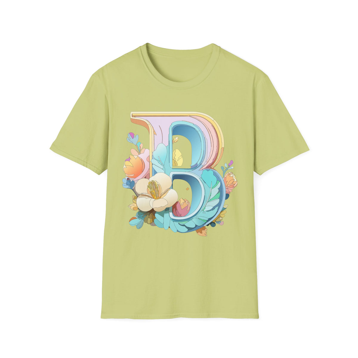 Floral Letter B T-Shirt | Botanical Monogram Tee