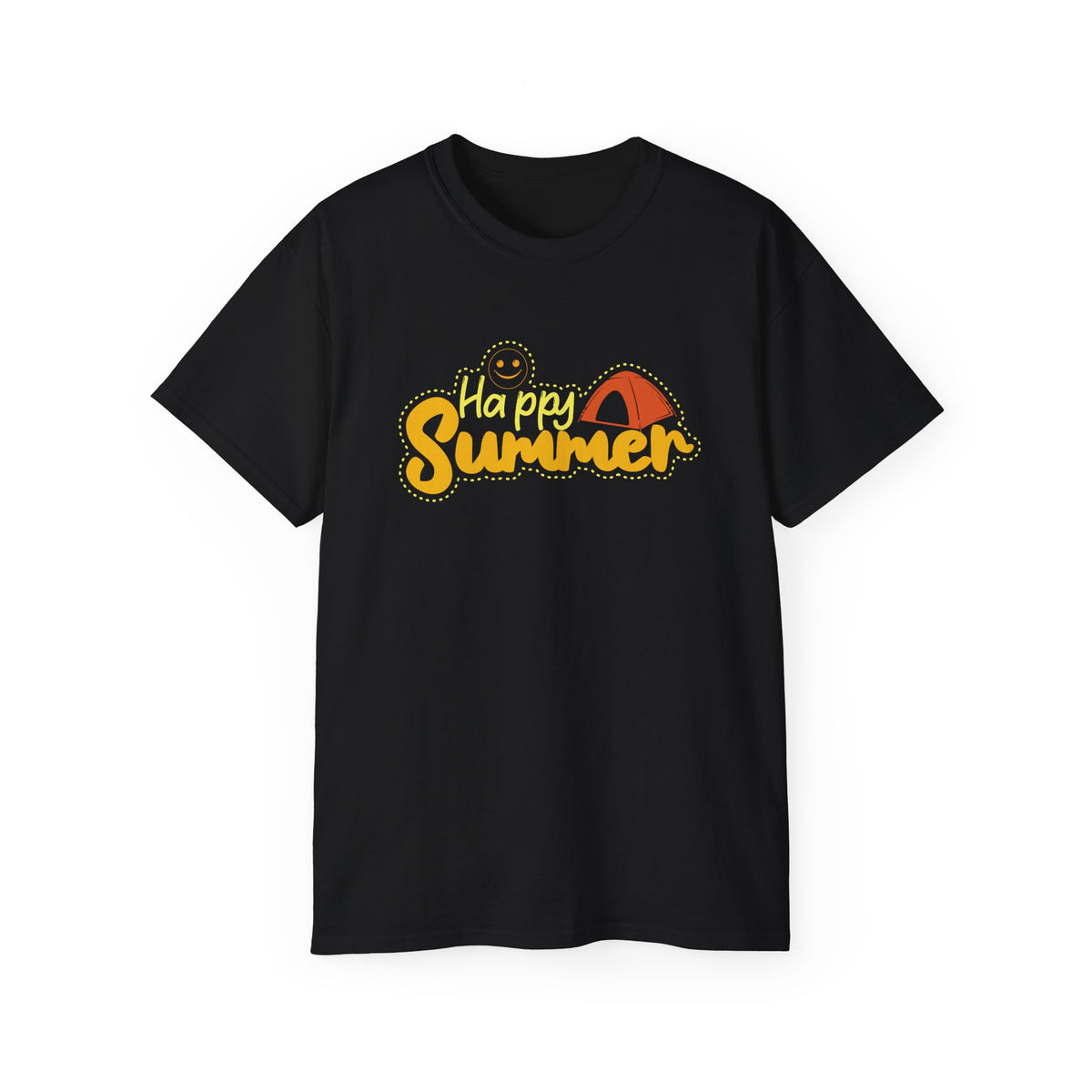 Happy Summer Sunshine Graphic Tee | Beach Tent, Sunglasses, Retro Script
