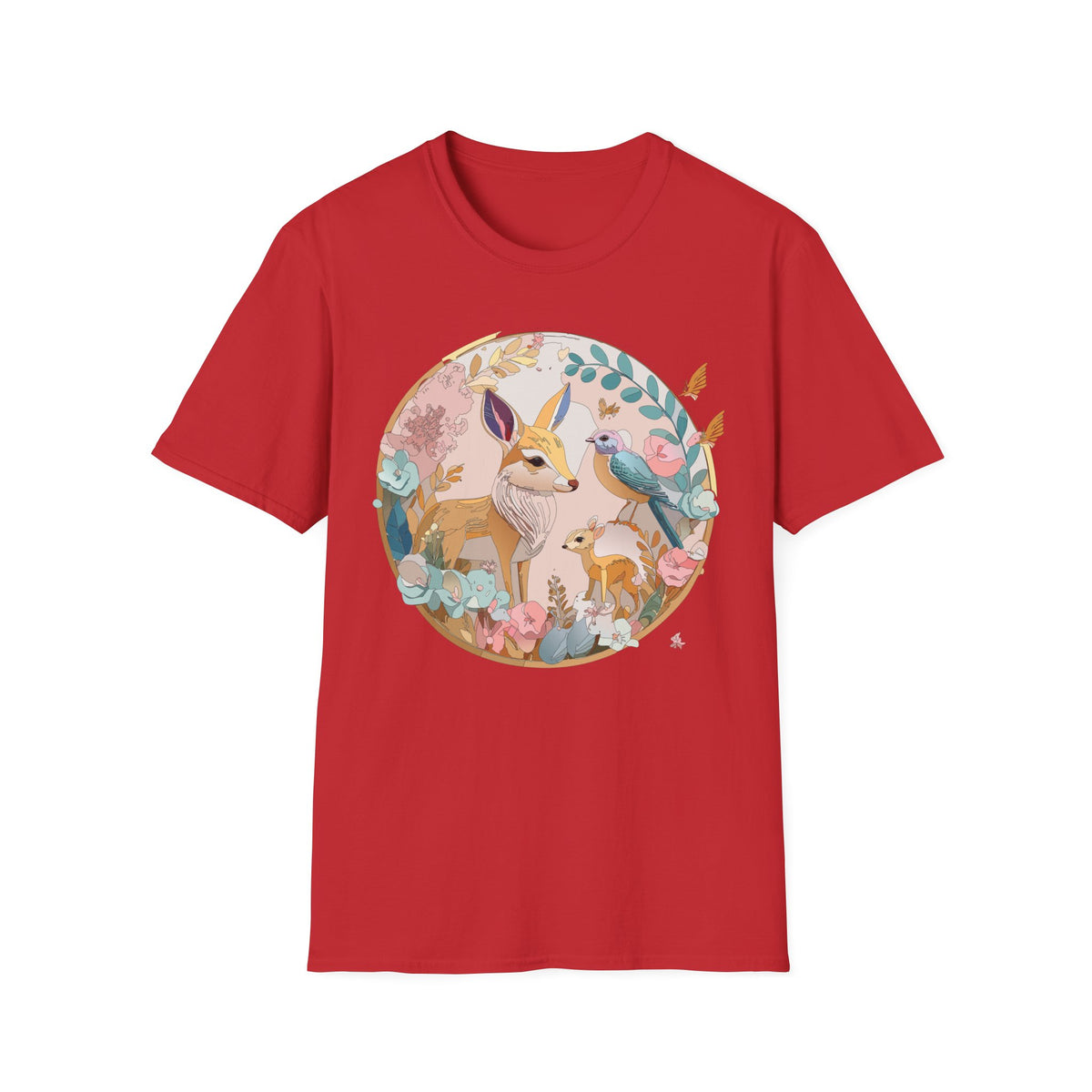 Woodland Fox and Bird Tee | Cute Fox Illustration T-Shirt
