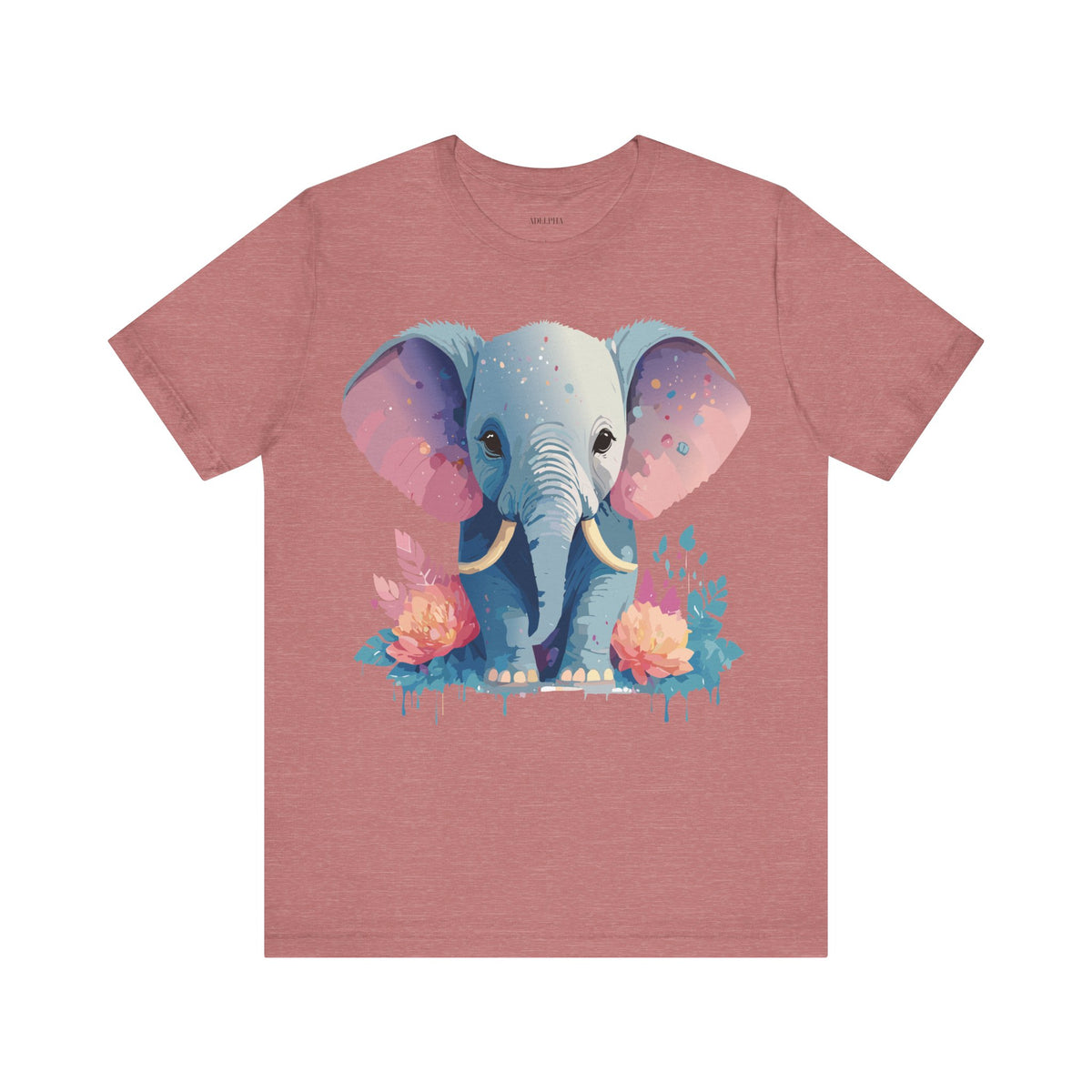 Elephant Graphic Unisex Cotton Bella+Canvas Tee with Art Animal Design d17