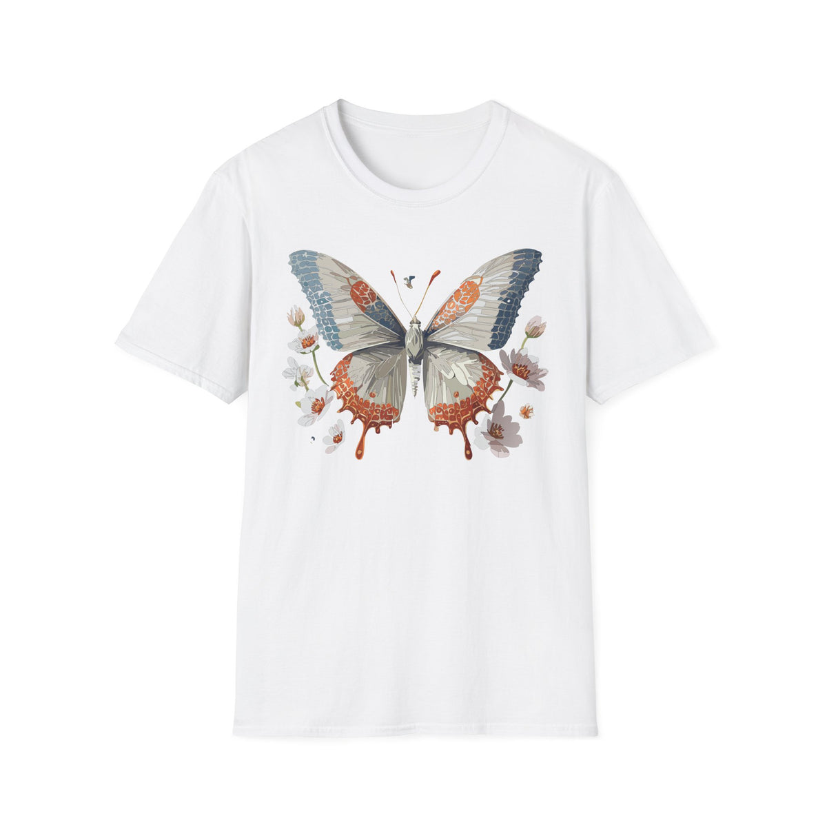 Vintage Botanical Butterfly T-Shirt | Floral Wings Illustration Graphic Tee Unisex 100 Cotton Gildan T-Shirt
