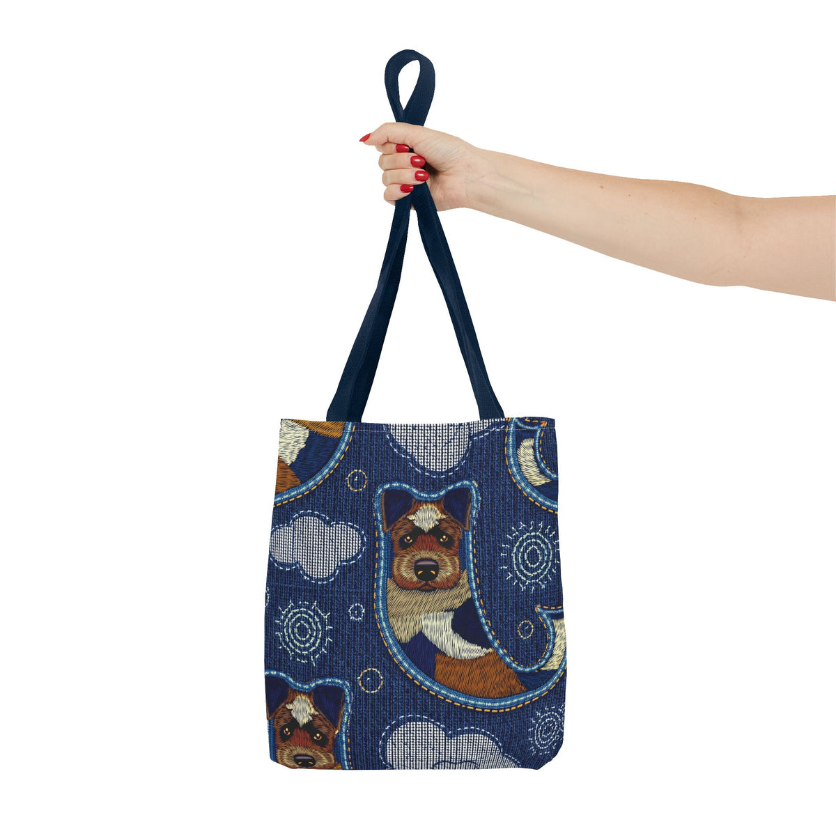 Denim Fabric Imitation Print Unisex Canvas Bag Poly Spun 3 Sizes Tote Bag 191-9