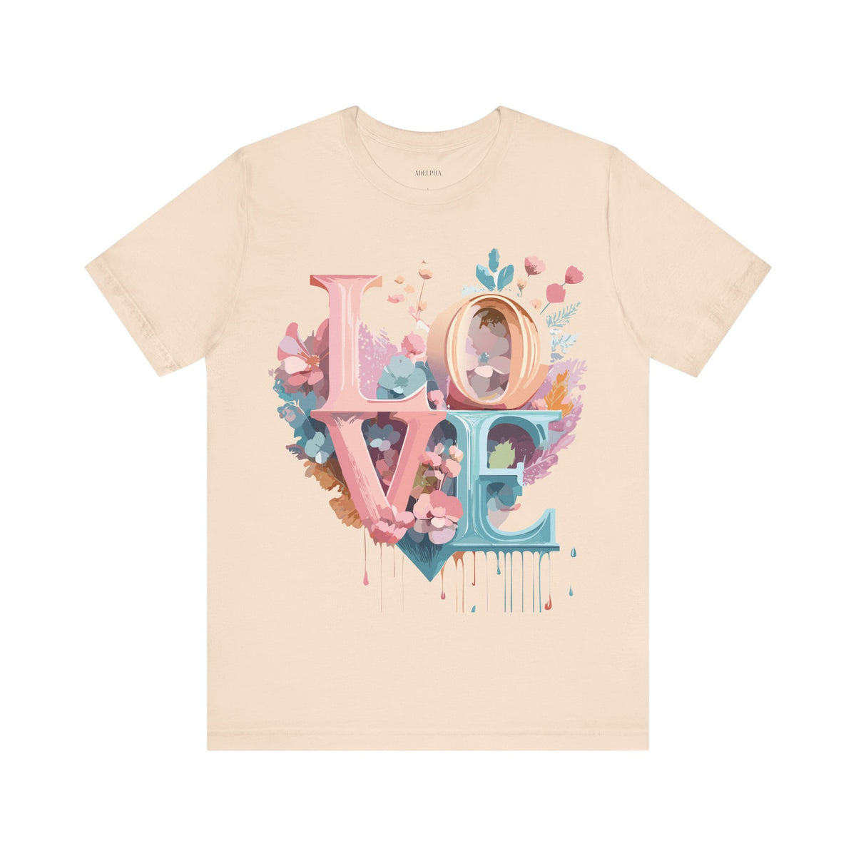 Valentine's Day Graphic Unisex Cotton Bella+Canvas Tee with Floral Art Design d104