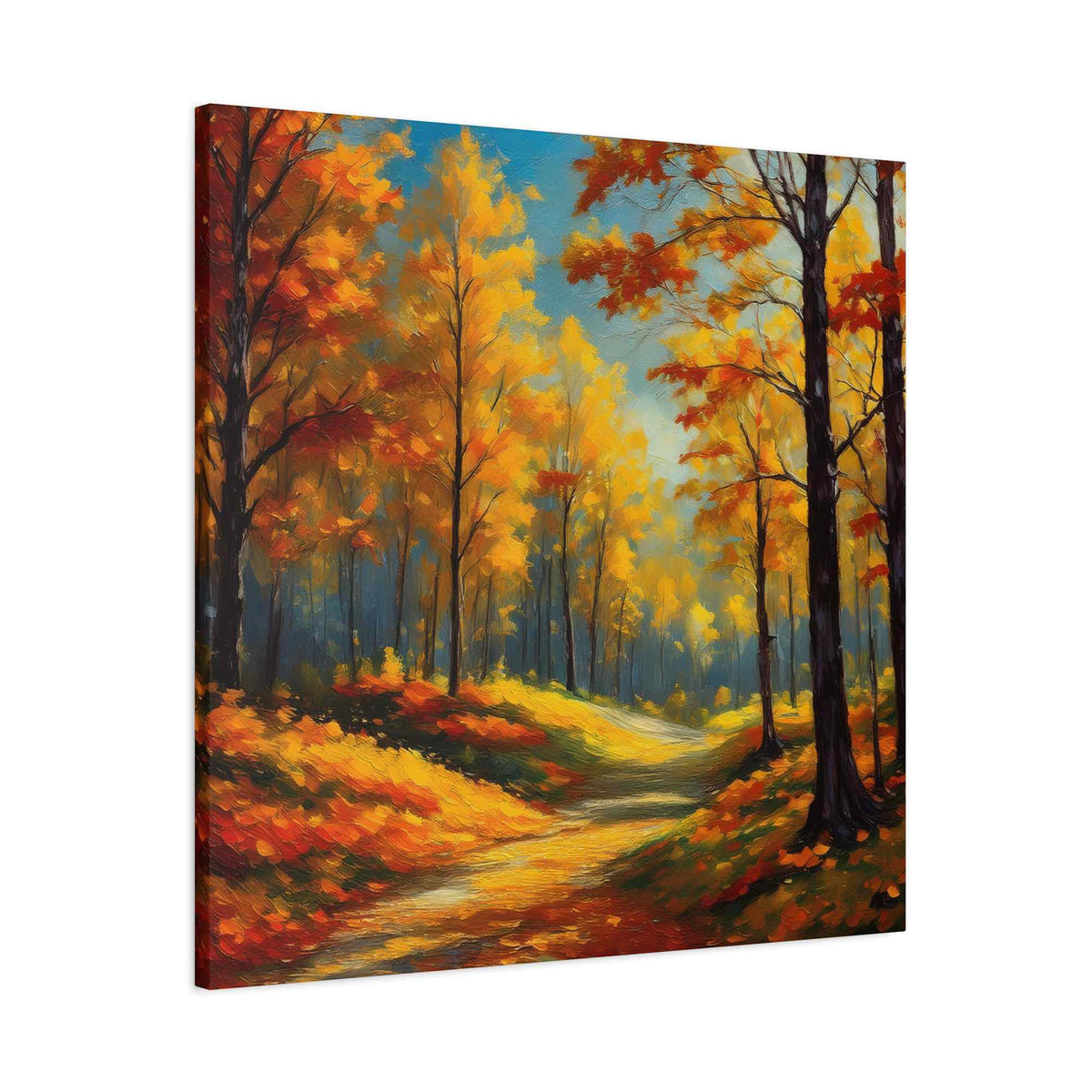 Fall Forest Print Canvas, Oil Paint Print 20x20, 24x24, 30x30, 32x32, 36x36 Art Design Canvas Pine-Wood Inner Frame MC-102