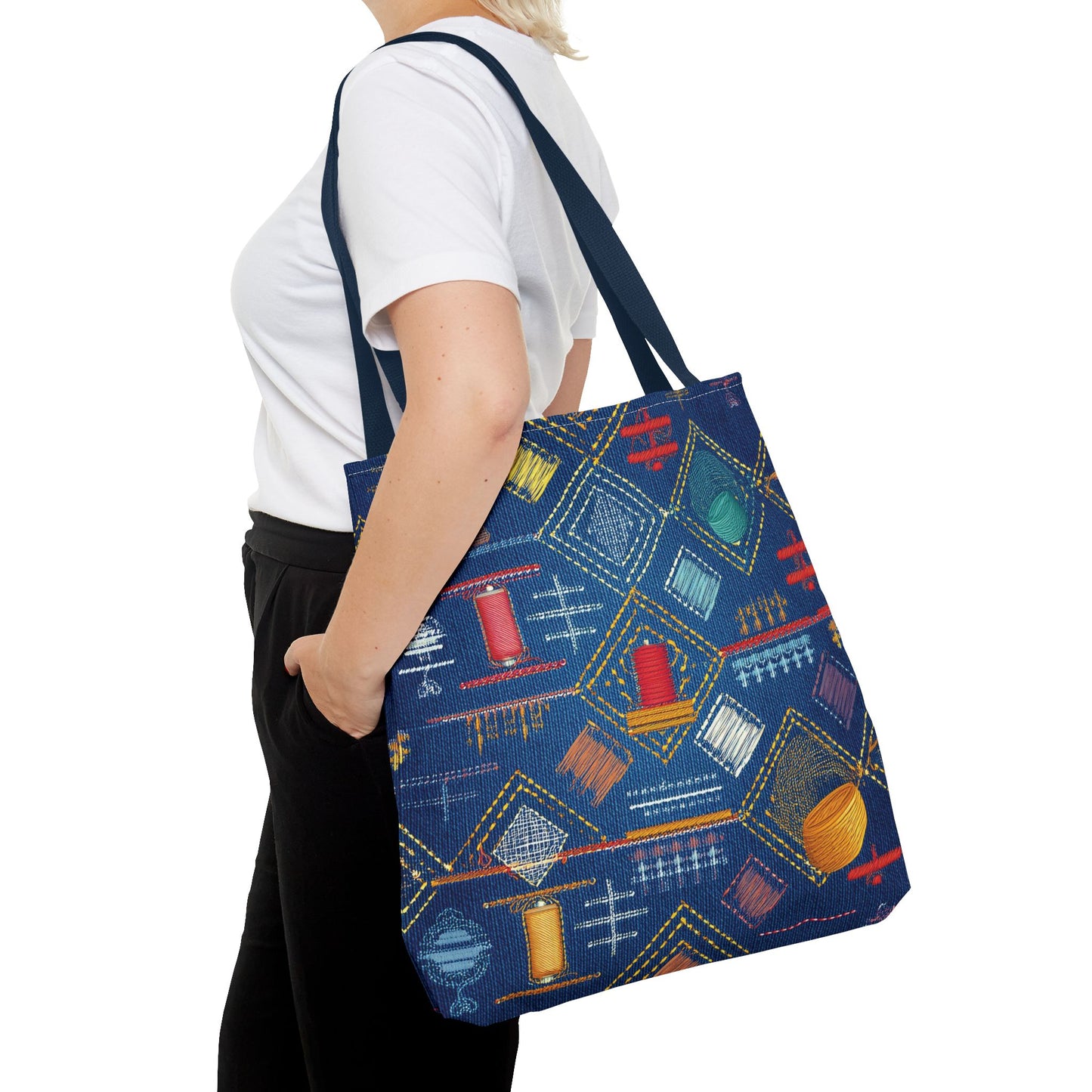 Diwali Graphic Denim Fabric Imitation Print Unisex Canvas Bag Poly Spun 3 Sizes Tote Bag 205-23
