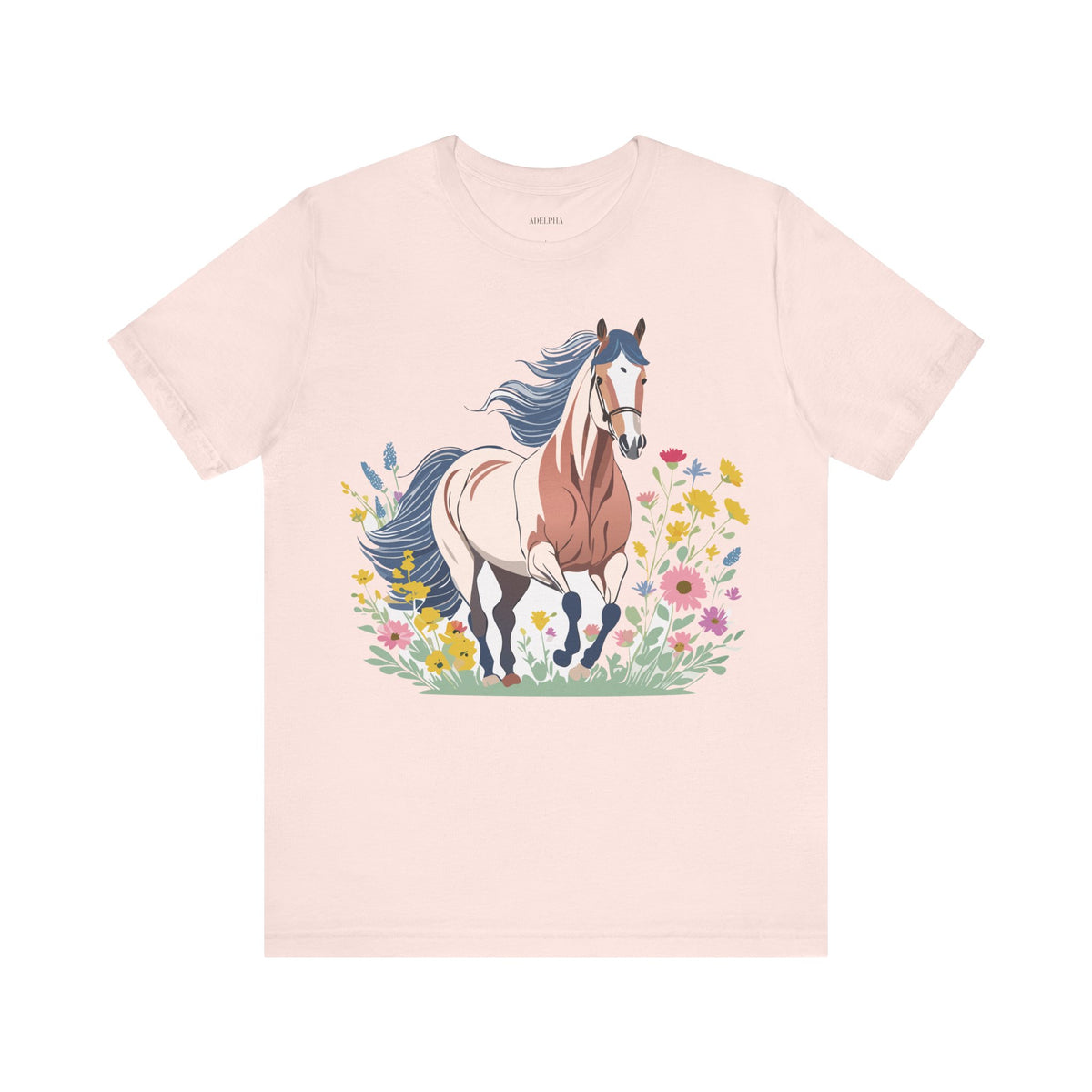 Horse Graphic Unisex Cotton Bella+Canvas Tee with Art Animal Design e30