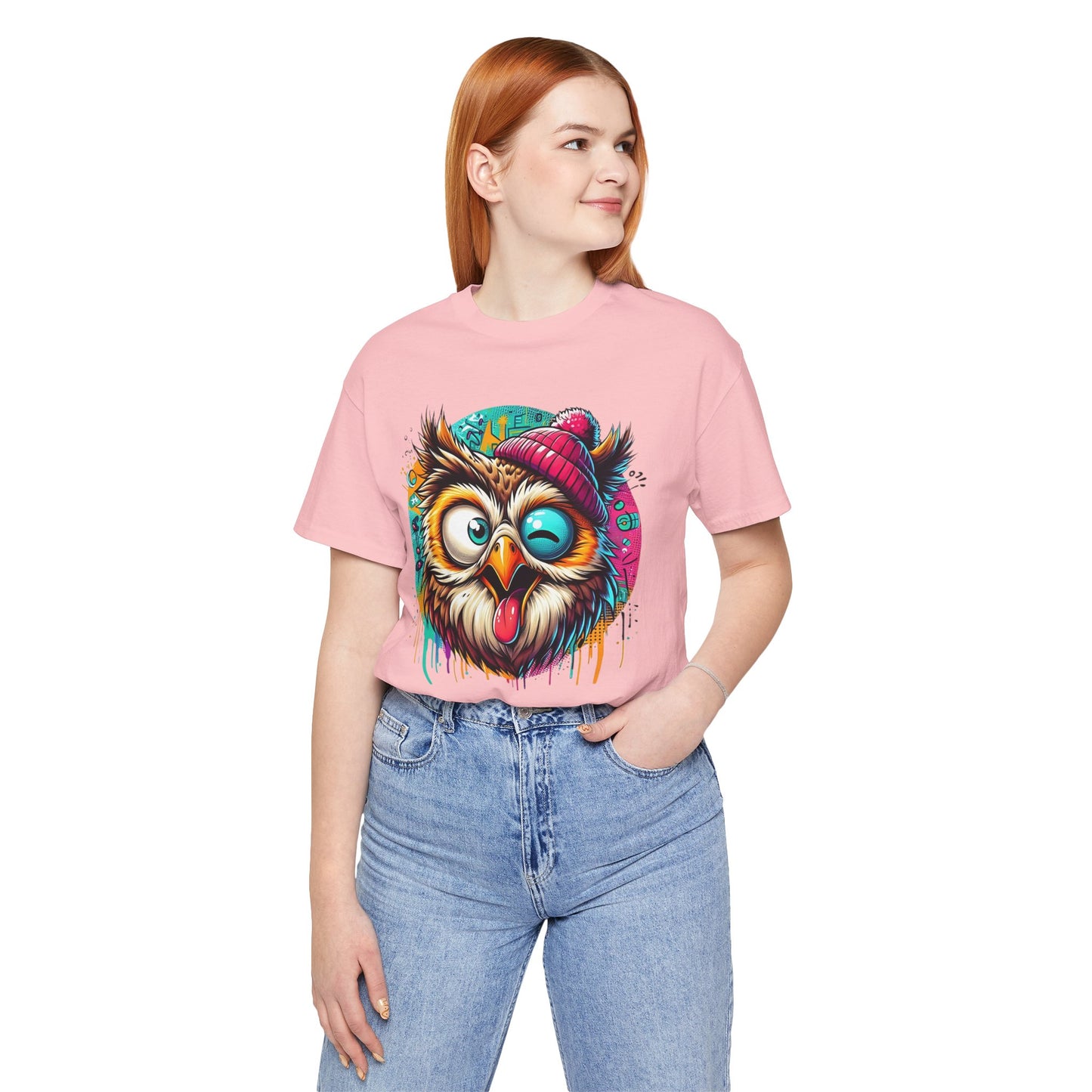 Colorful Owl Graphic Tee, Fun Owl Shirt, Funny Bird Shirt, Cute Cartoon Tees, Animal T-Shirt, Animal Tees, Art Design T-Shirt