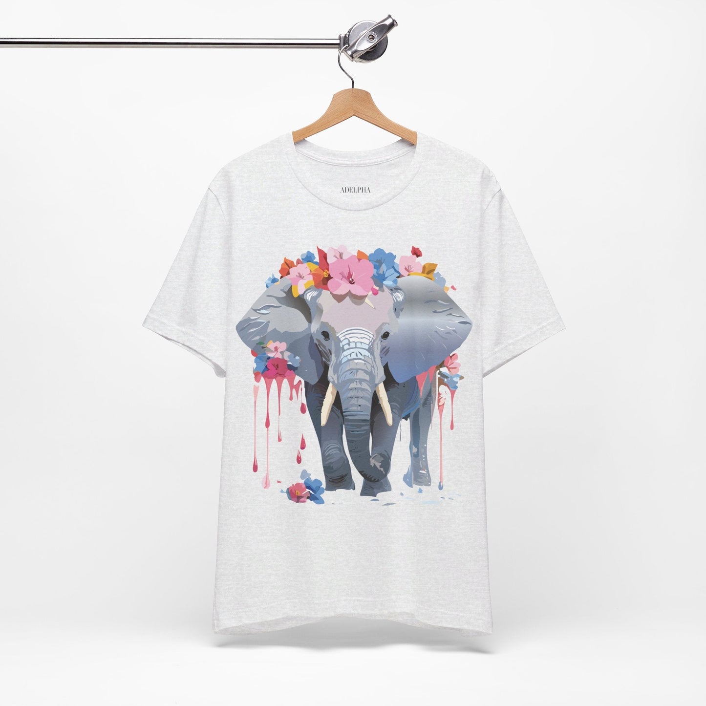 Elephant Graphic Tee Unisex Short Sleeve Jersey With Vintage Inspired Adelpha Artwork