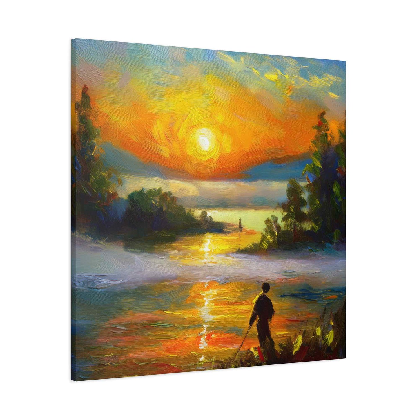 Sunrise Print Canvas, Oil Paint Print 20x20, 24x24, 30x30, 32x32, 36x36 Art Design Print Pine-Wood Inner Frame MC-40