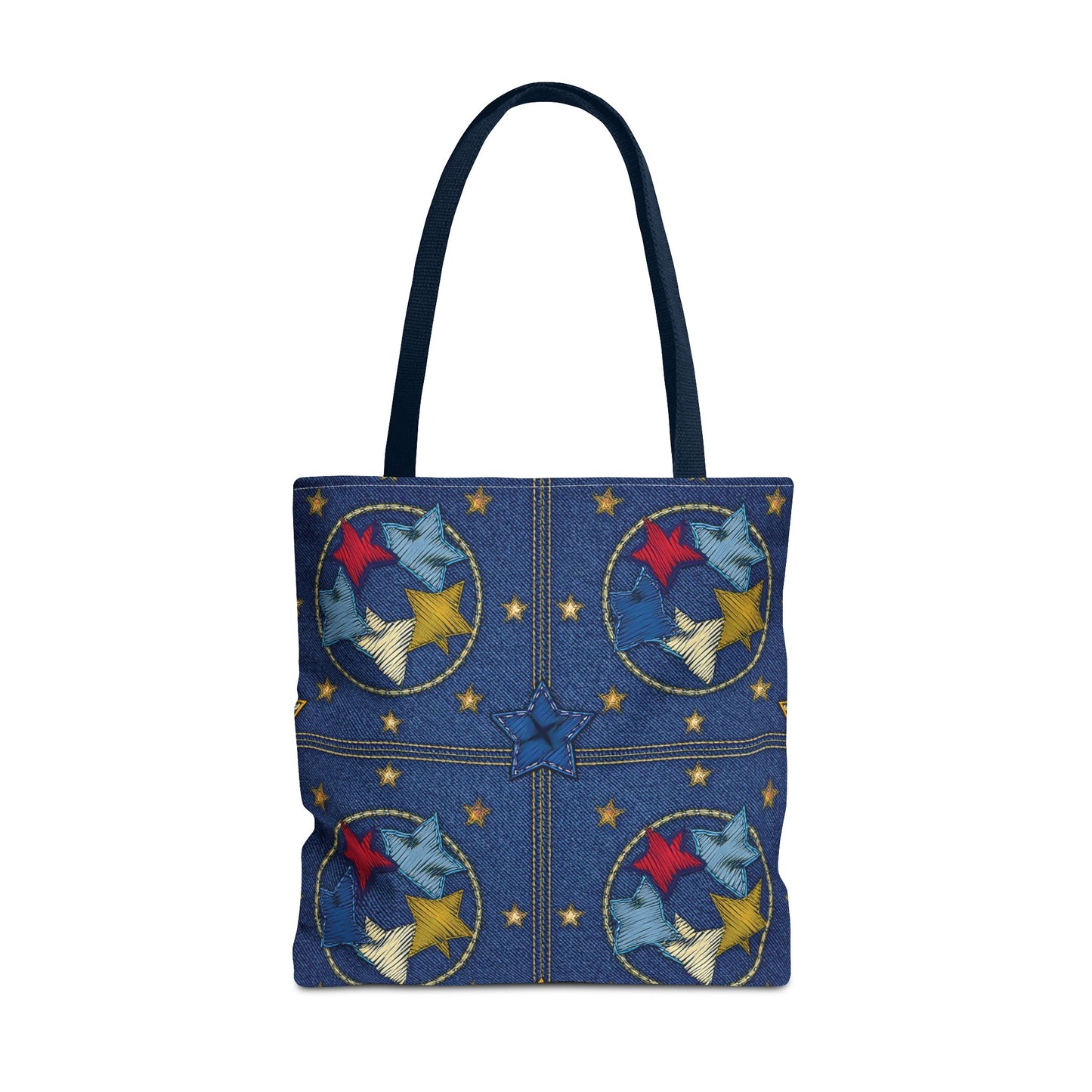 Denim Fabric Imitation Print Unisex Canvas Bag Poly Spun 3 Sizes Tote Bag 181-2
