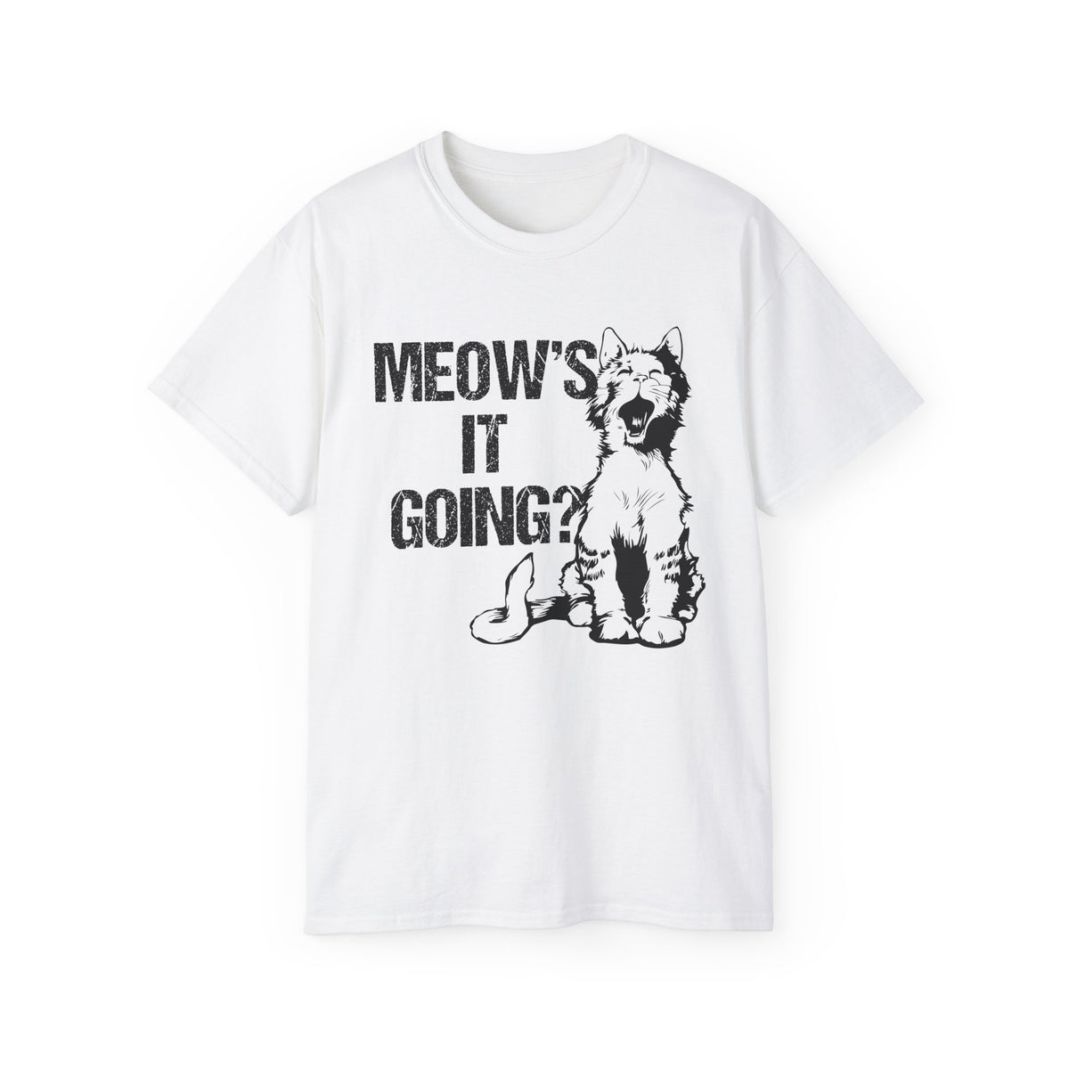 Meow's It Going? Cat Graphic Tee | Vintage Kitten Illustration