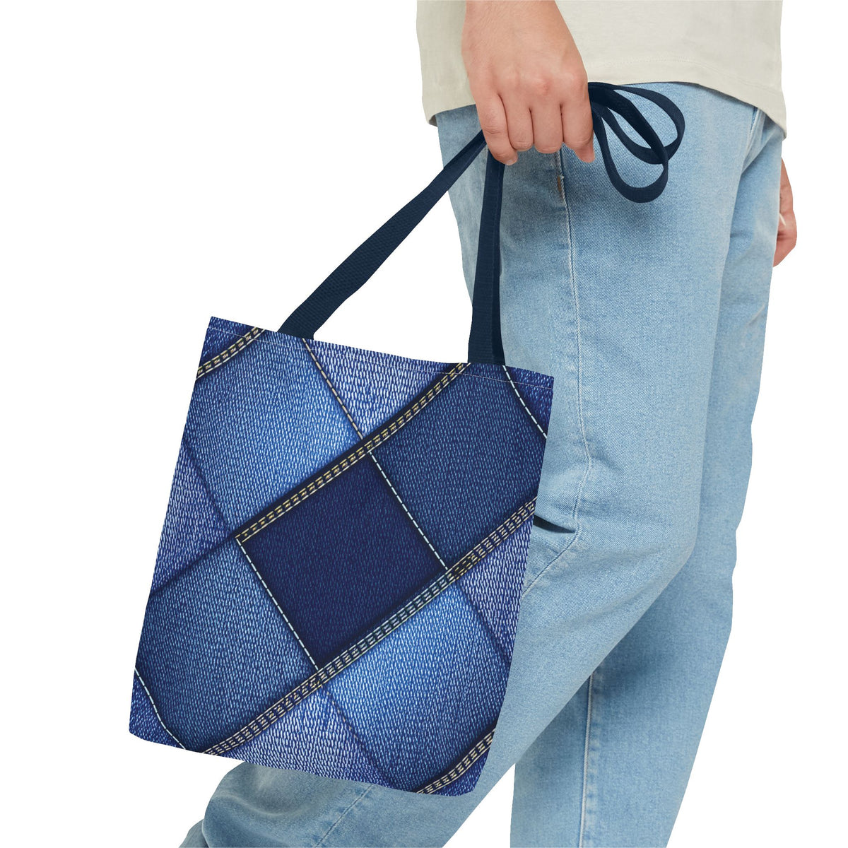 Denim Fabric Imitation Print Unisex Canvas Bag Poly Spun 3 Sizes Tote Bag 105