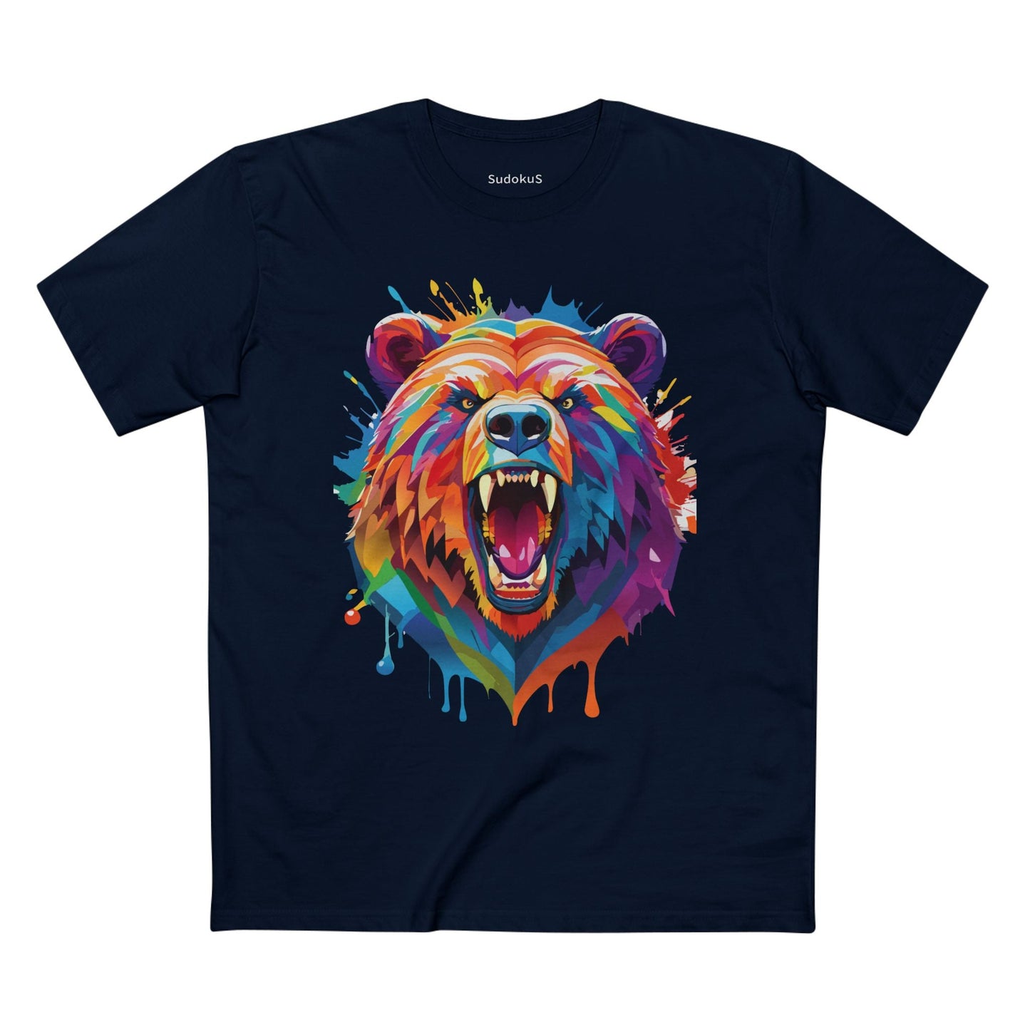 Bear Graphic Unisex 100 Cotton Staple Tee with Animal Design Artwork 13