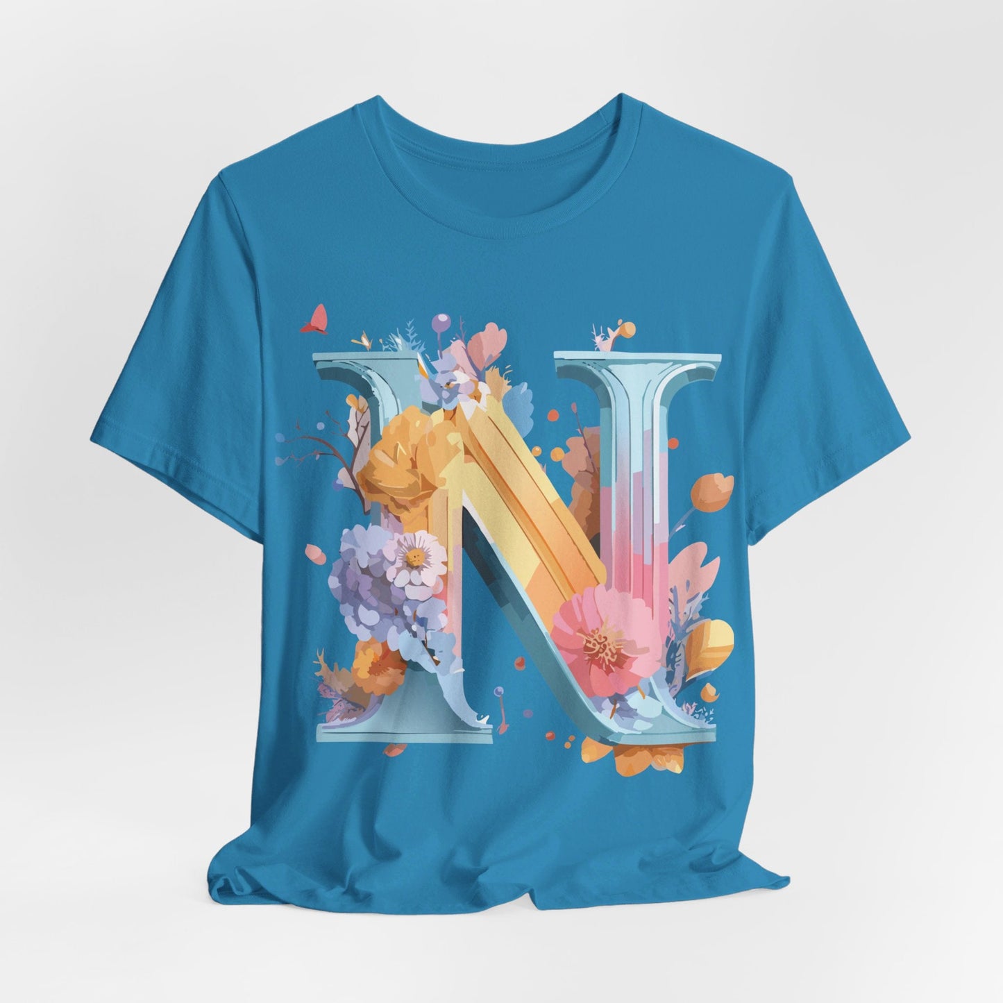 Letter N Shirt Unisex Graphic Tee With Vintage Inspired Artwork By Adelpha Premium Jersey