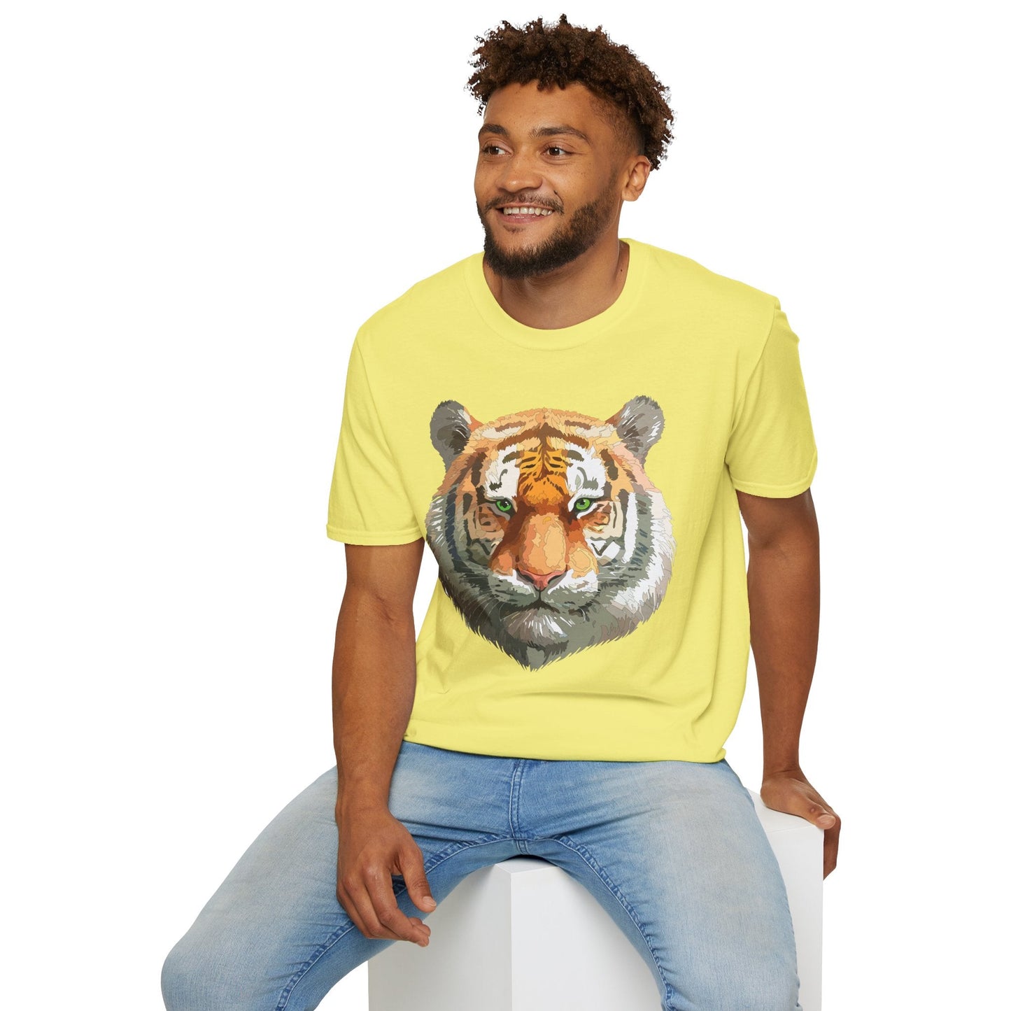 Tiger Print Shirt Unisex Animal Tee Gildan Softstyle 64000 Cotton Comfort
