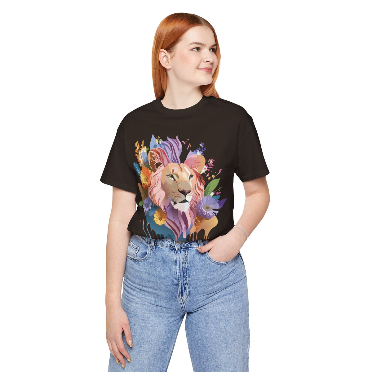 Lion Graphic Unisex Cotton Bella+Canvas Tee with Art Animal Design e47
