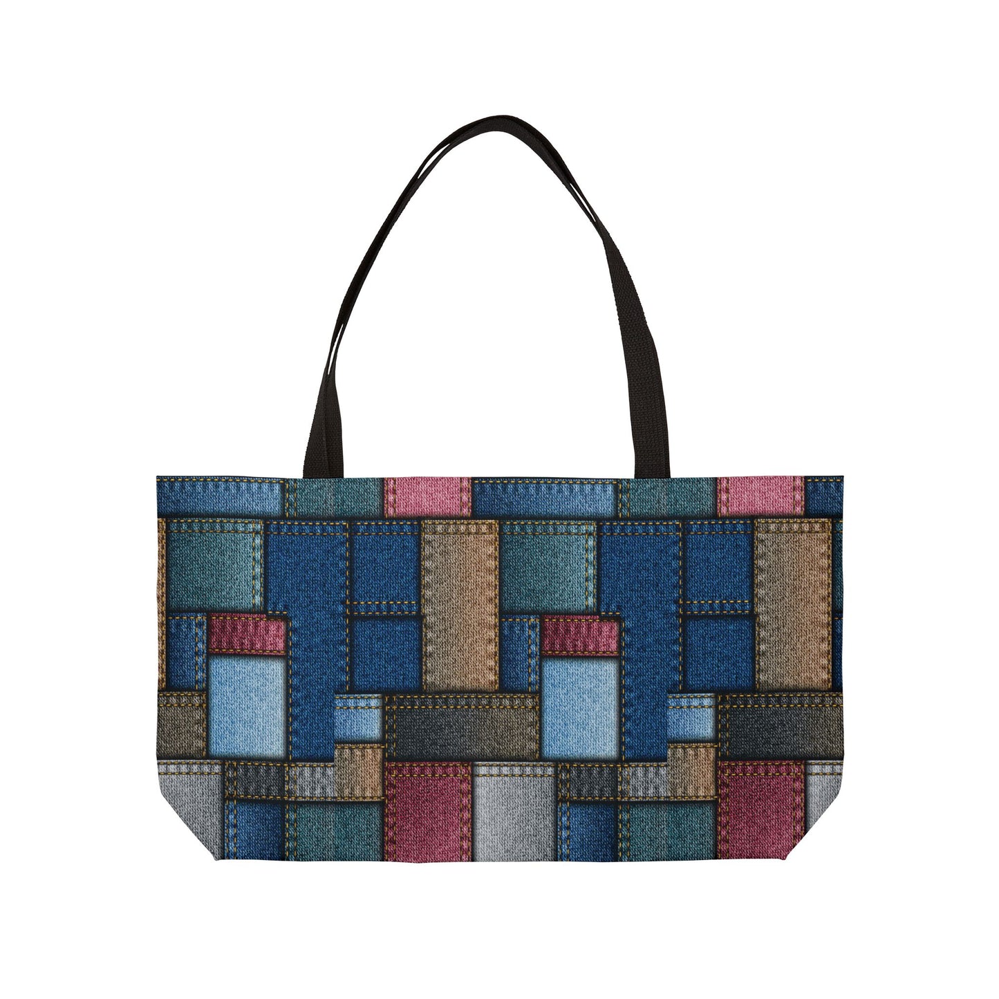 Denim Print Weekender Bag High-Quality 100% Spun Polyester 24x13 Canvas Bag 2