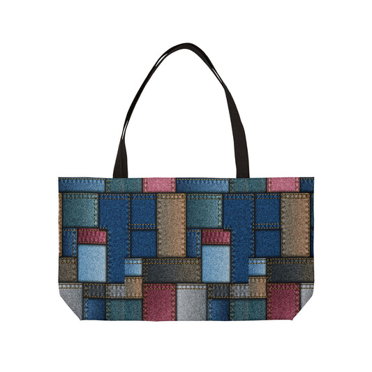 Denim Print Weekender Bag High-Quality 100% Spun Polyester 24x13 Canvas Bag 2