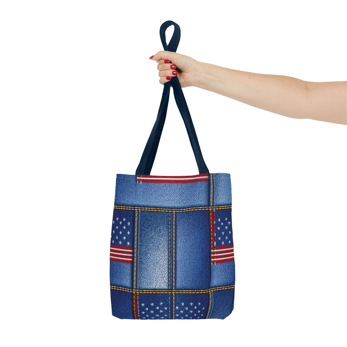 4th of July Graphic Denim Fabric Imitation Print Unisex Canvas Bag Poly Spun 3 Sizes Tote Bag 200-17