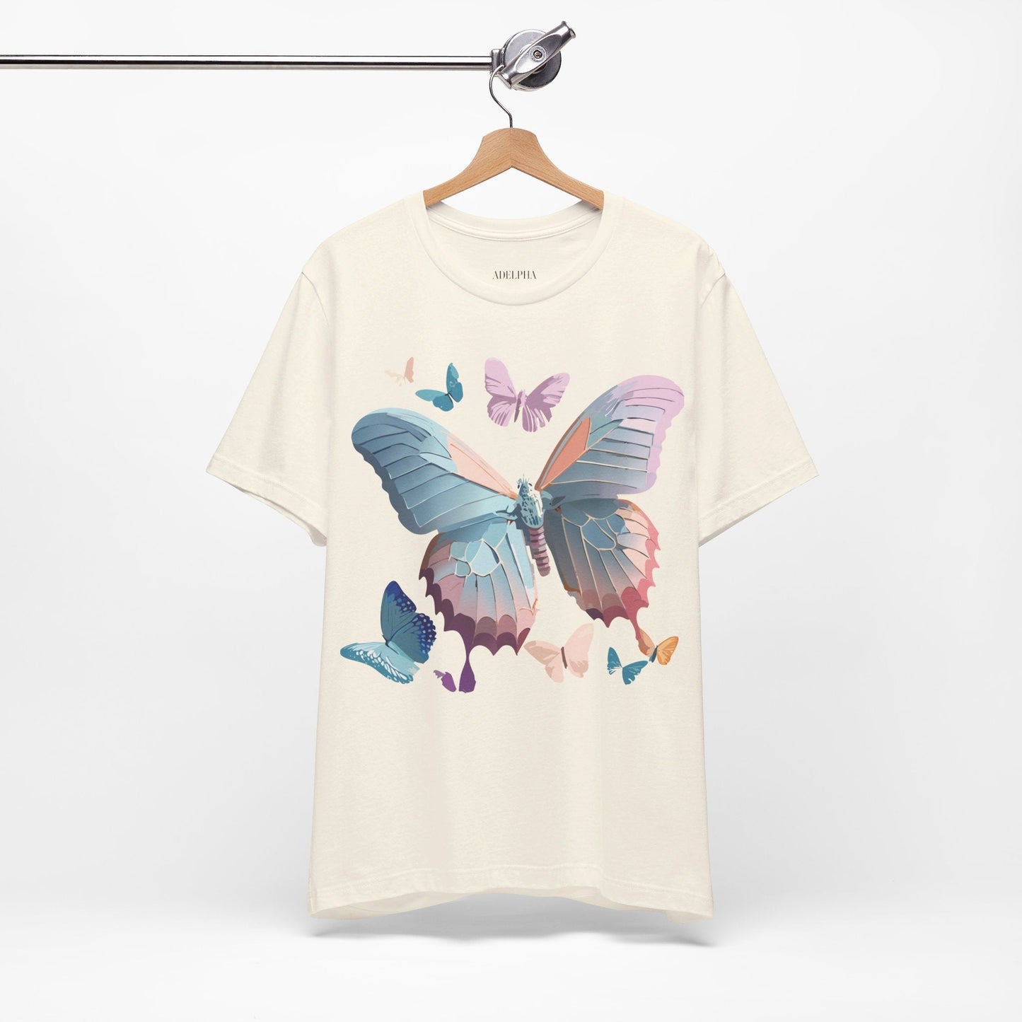 Butterfly Graphic Short Sleeve Tee Unisex Vintage Art Shirt By Adelpha