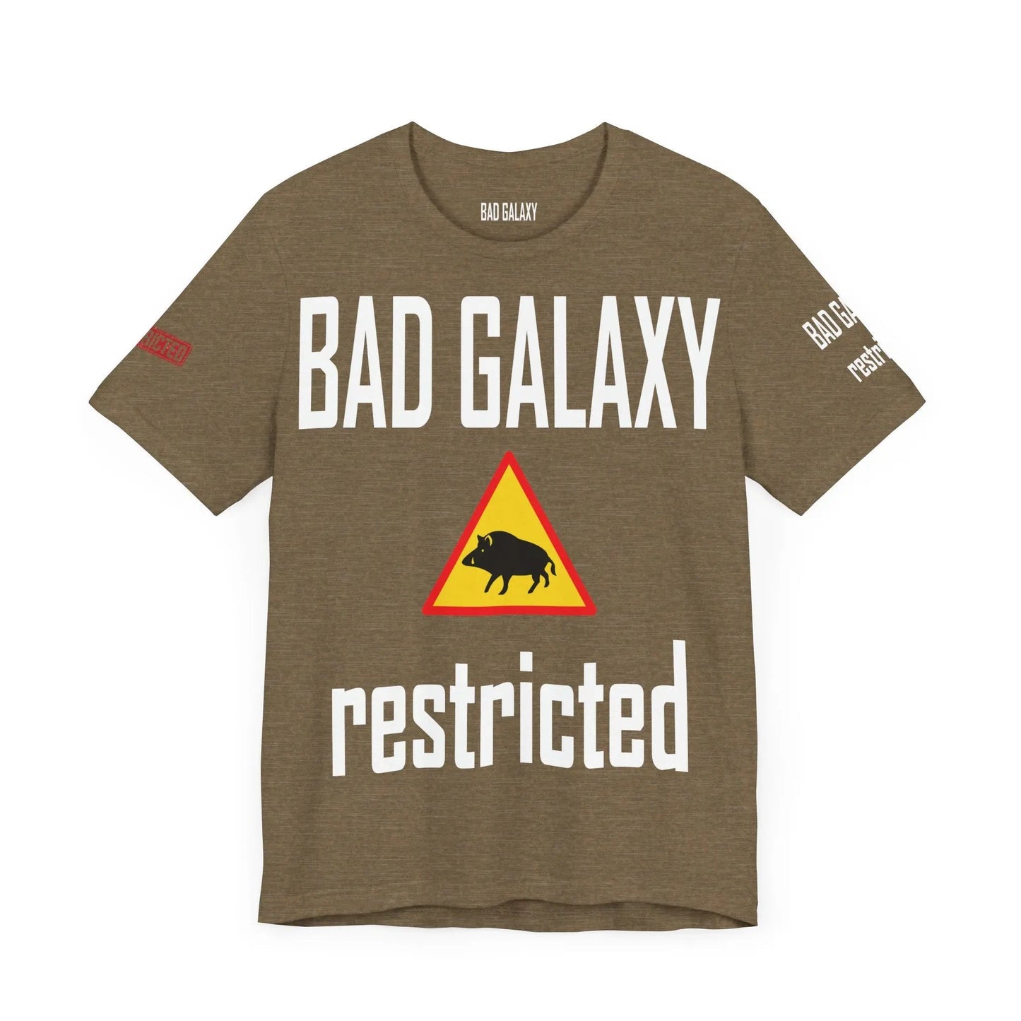 Tee Shirt With Red Stamp From Bad Galaxy Made To Order 100 Percent Cotton USA Printed With Eco Inks