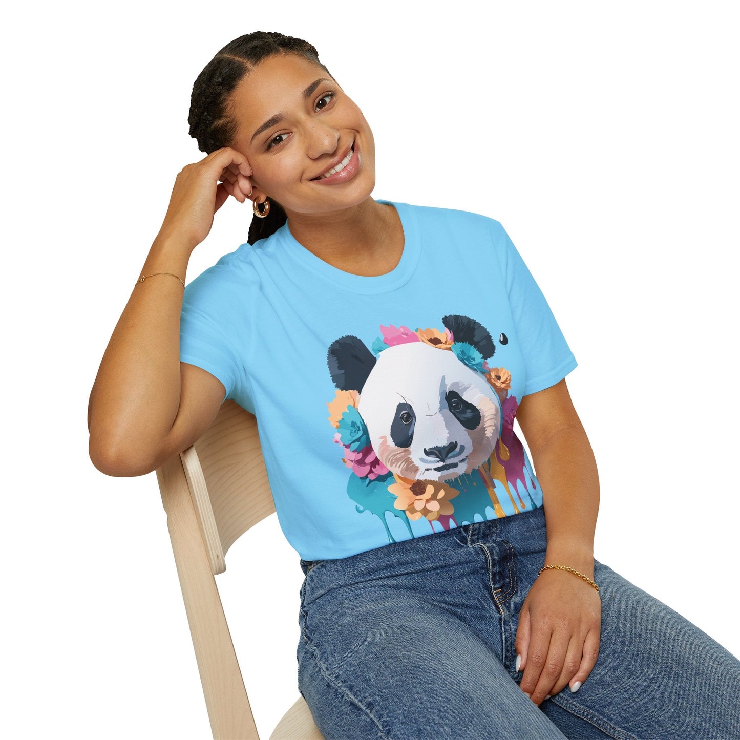 Unisex Panda Shirt Softstyle Cotton Tee For Everyday Wear With Cute Animal Print