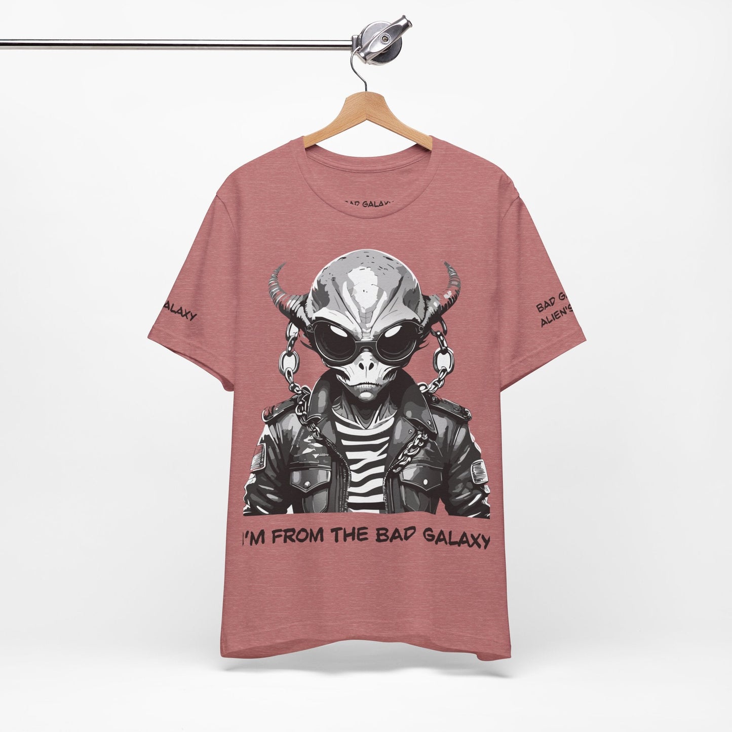 Tee Shirt With Alien From Bad Galaxy One Hundred Percent Cotton Lightweight USA Made With Eco Inks