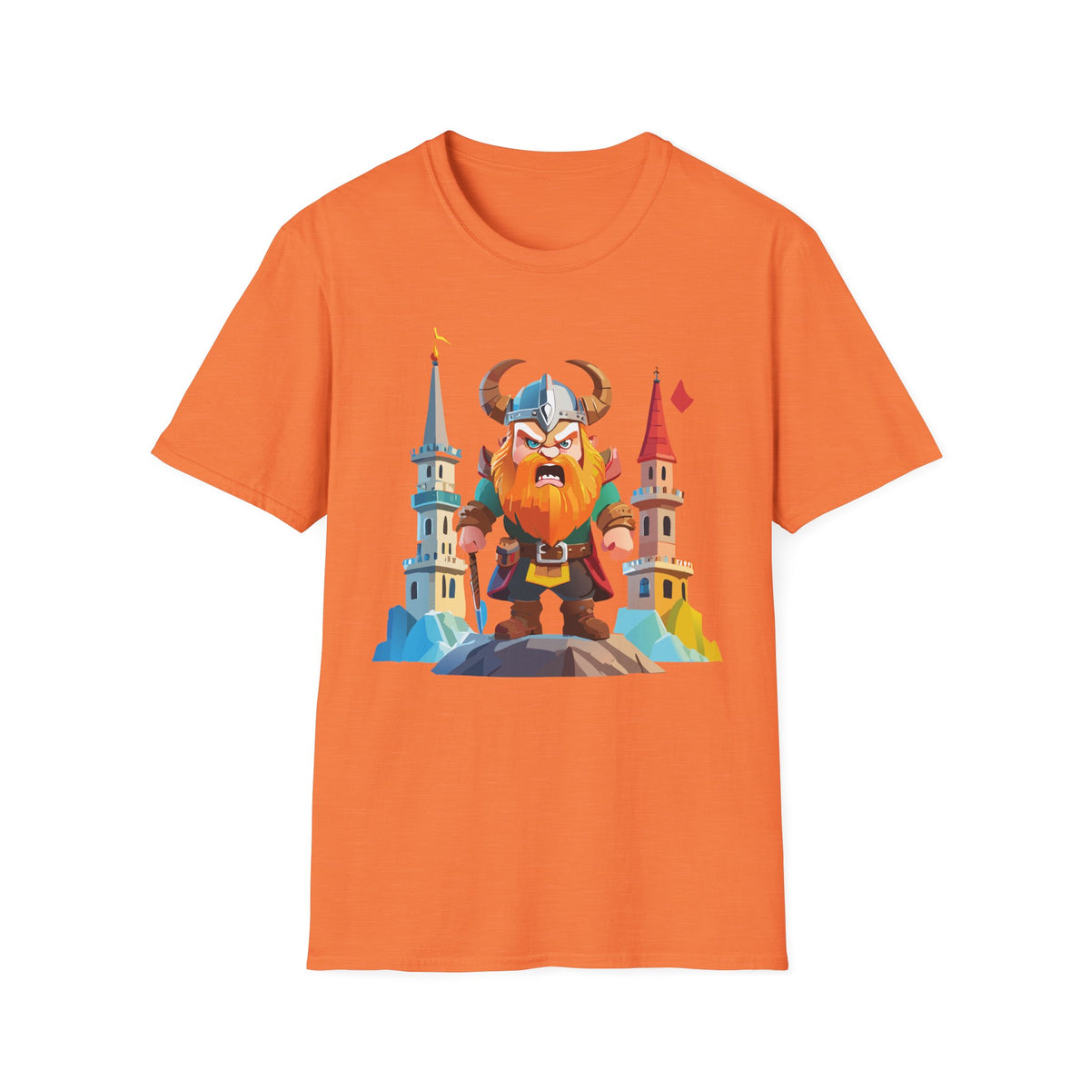 Fierce Viking Warrior T-Shirt | Cartoon Norse Helmet Illustration