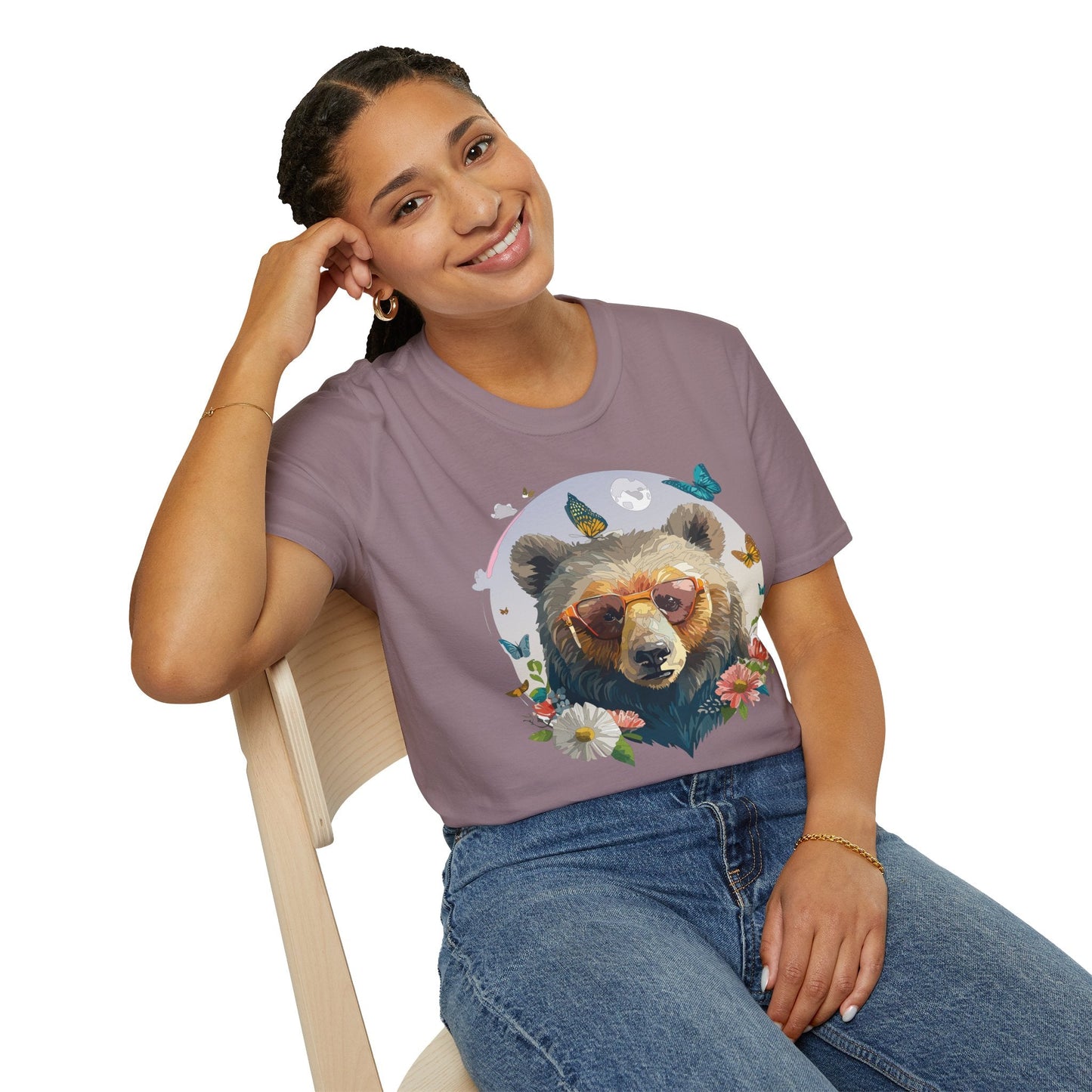 Bear T Shirt Unisex Softstyle Tee 100 Percent Ring Spun Cotton Gildan 64000 Comfortable Wear
