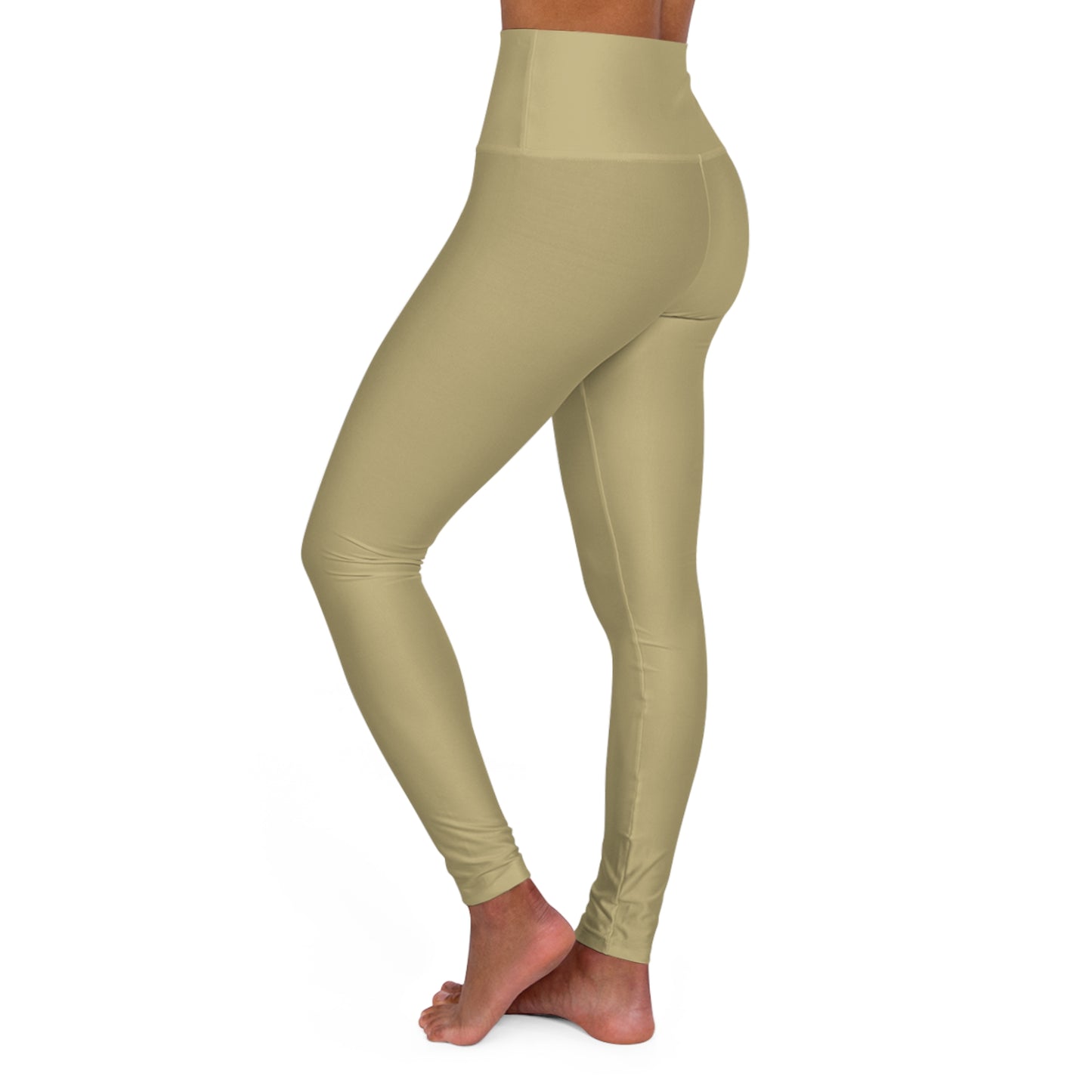 Light Sand Khaki Color High-Waist Yoga Leggings Women's Seamless Poly-Span Stretchy Pants XS-2XL