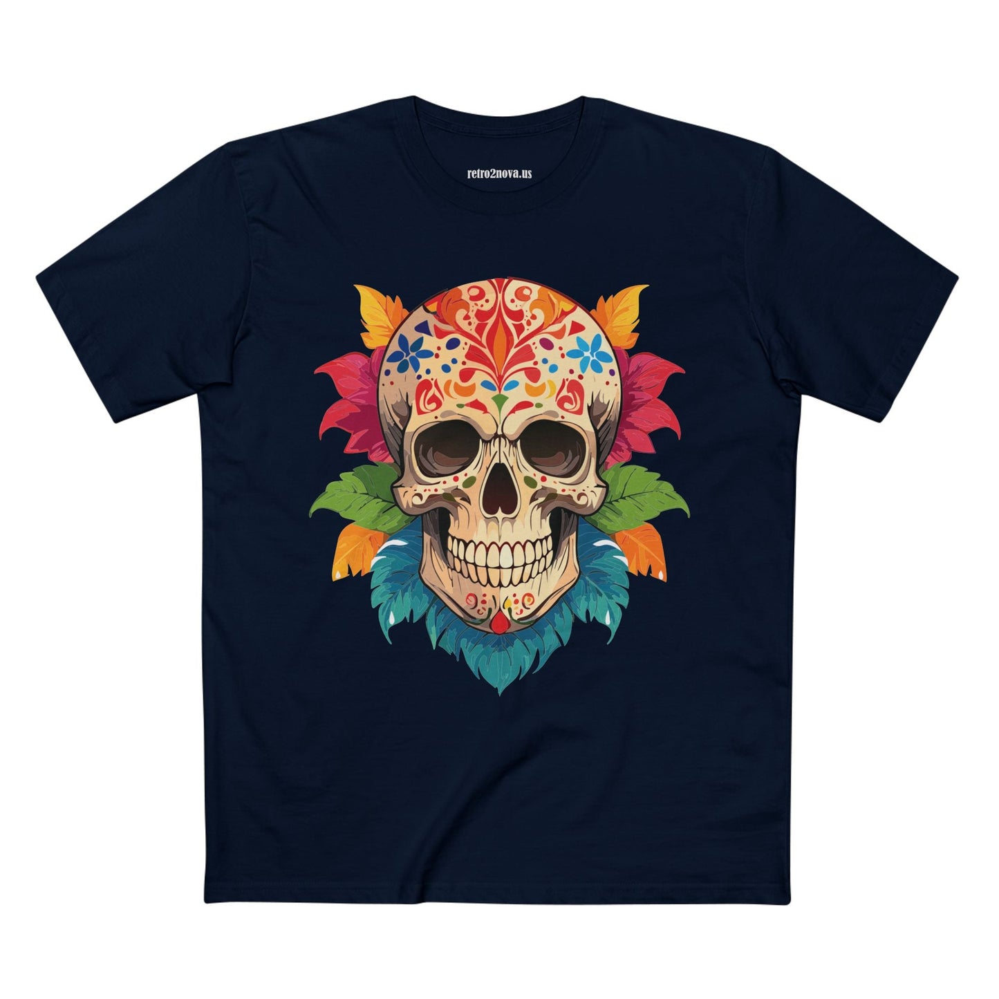 Unisex Skull Shirt With Original Art Design By Retro2Nova Premium Cotton Tee SS-5