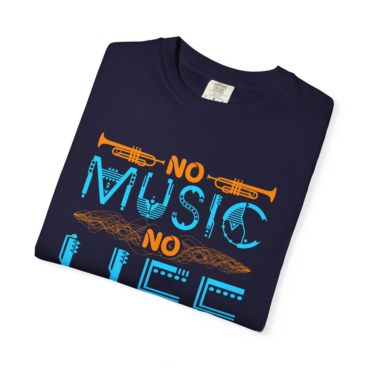No Music No Life T-shirt Musical Instruments Typography Unisex Cotton Tee 077