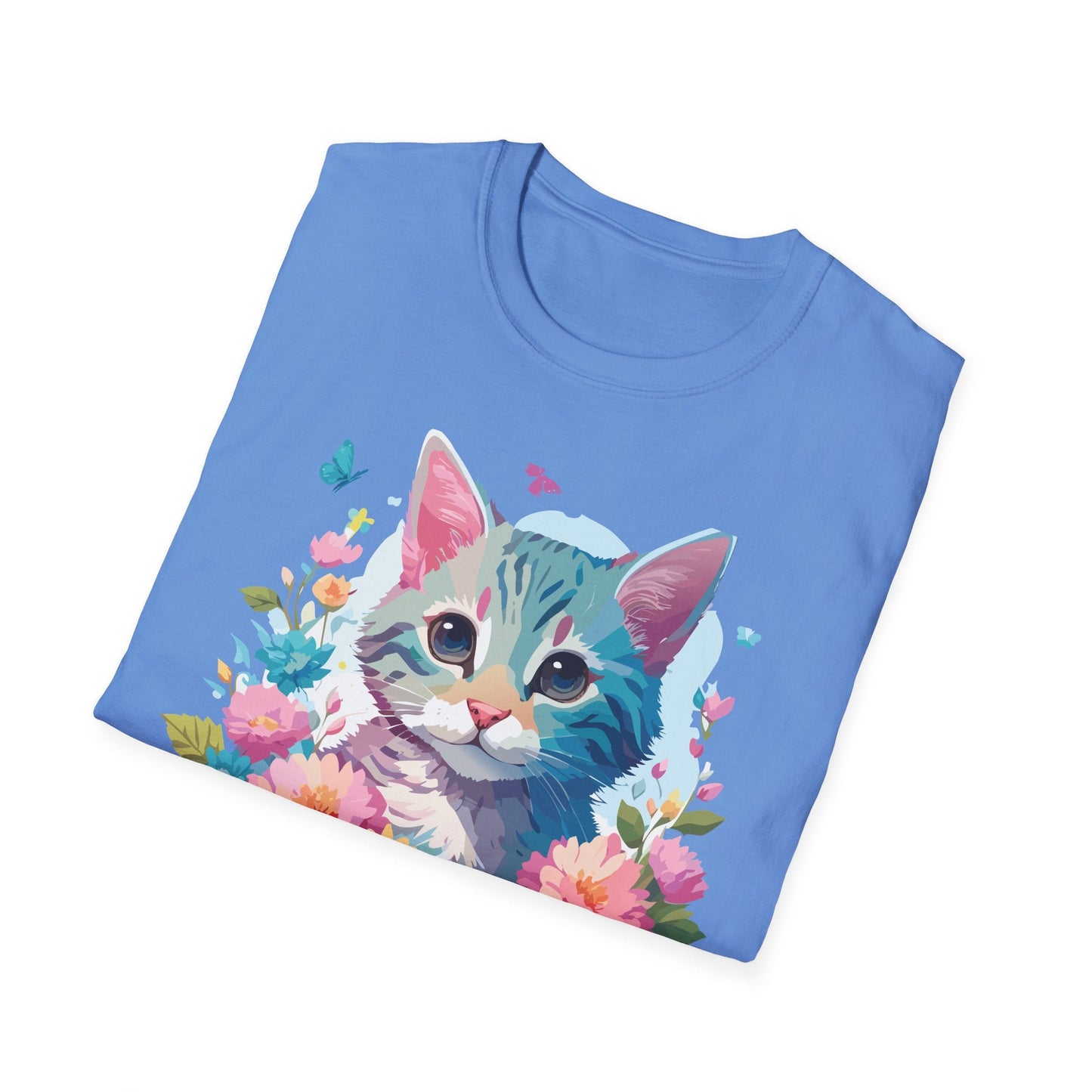 Cat Shirt Unisex Tee Kitten Cat Tee Softstyle 100 Percent Cotton Gildan 64000