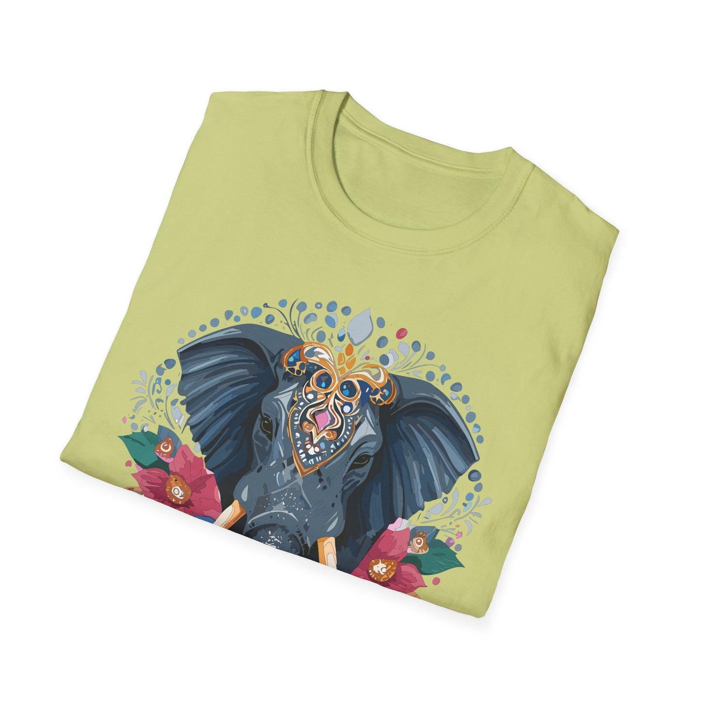 Elephant Graphic T Shirt Unisex Cotton Tee Softstyle Gildan 64000 Elephant Design