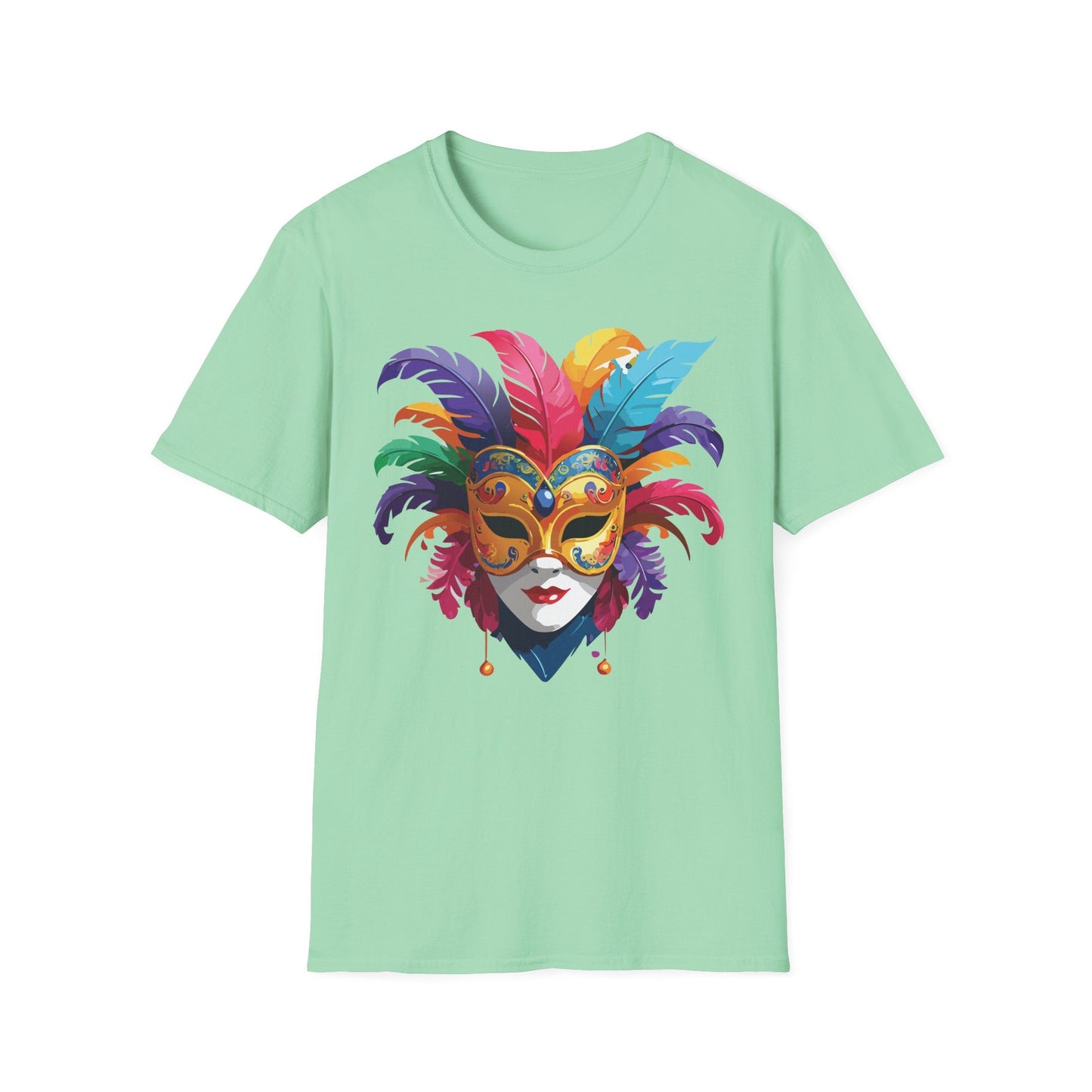 Unisex Mask Tee Shirt Gildan Softstyle 64000 Lightweight Comfortable Masquerade Design Tee