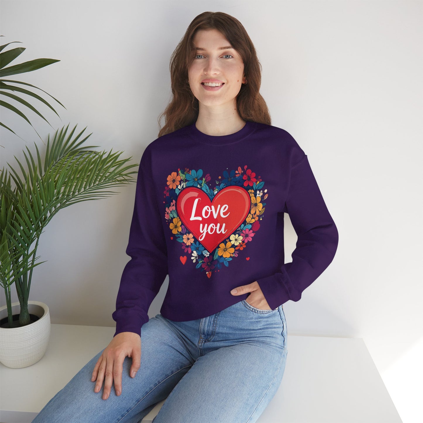 Big Heart Sweatshirt, Floral Heart Sweatshirt, Floral Love Sweatshirt, Valentine's Day Sweatshirt, Heart Floral Sweatshirt 107