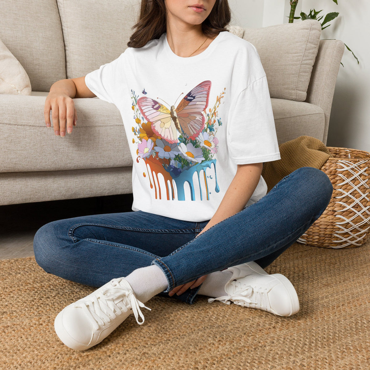 Butterfly Floral Drip Graphic Tee Unisex 100 Cotton Gildan T-Shirt