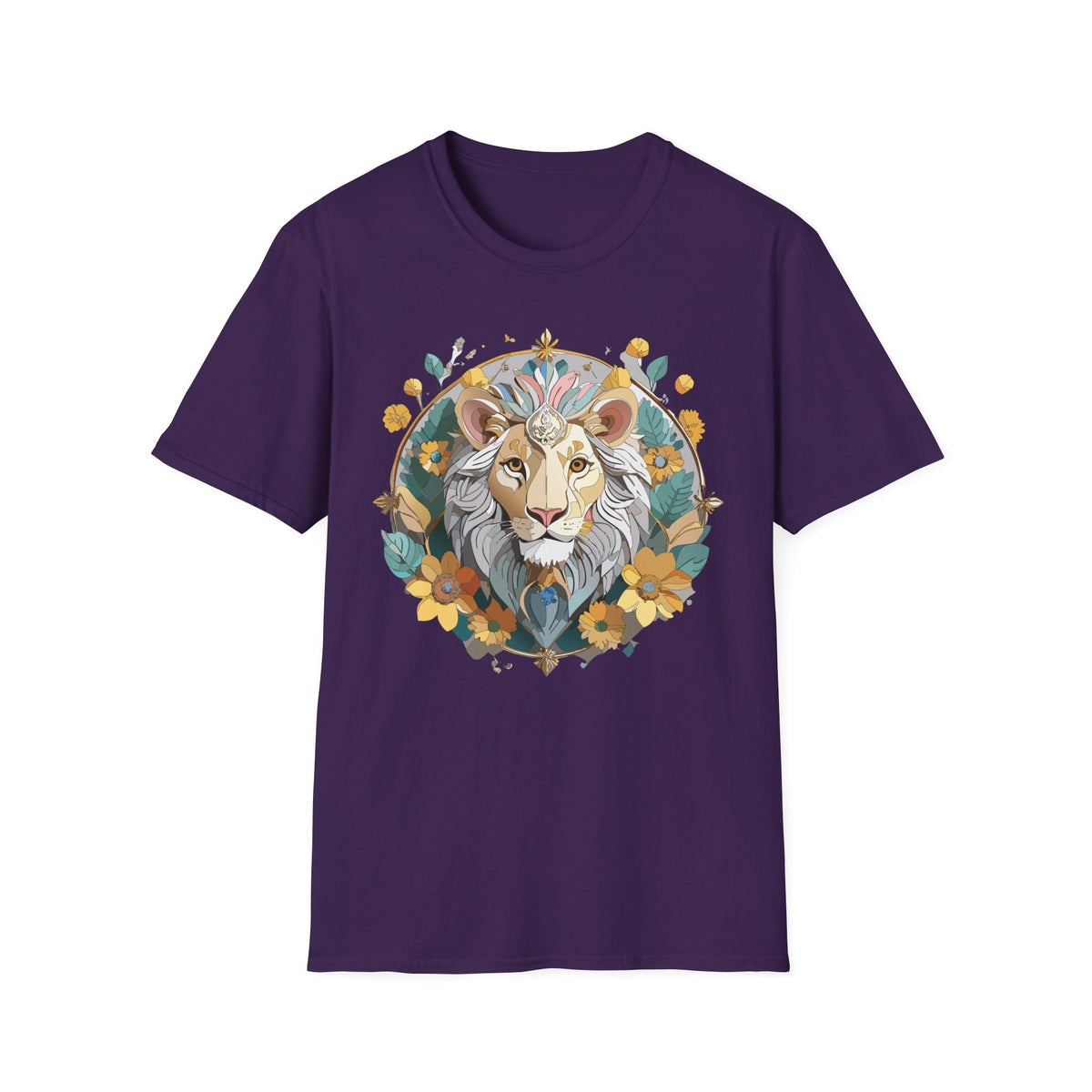 Floral Lion Illustration T-Shirt | Botanical Mane Tee